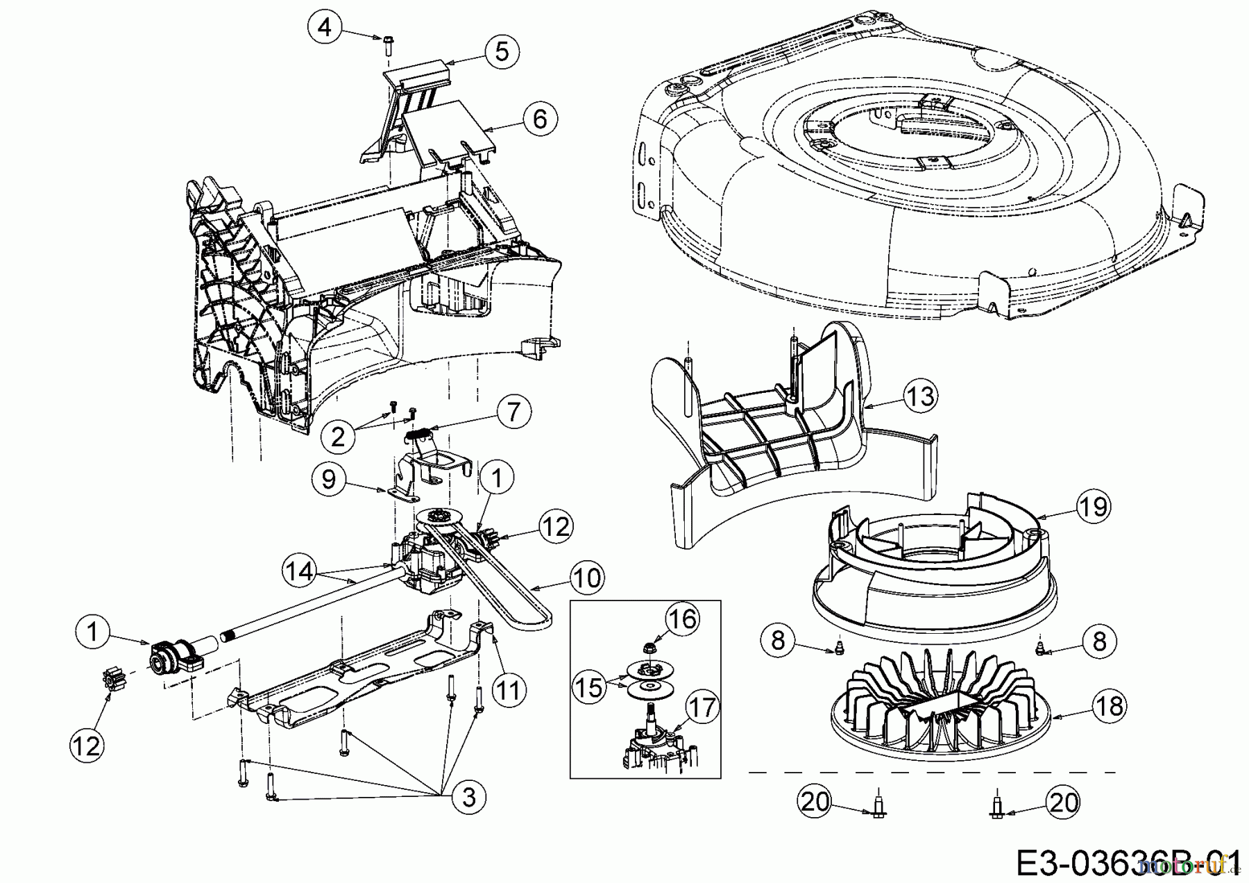  Wolf-Garten Motormäher mit Antrieb A 420 AHW 12A-LV5N650  (2016) Getriebe, Keilriemen