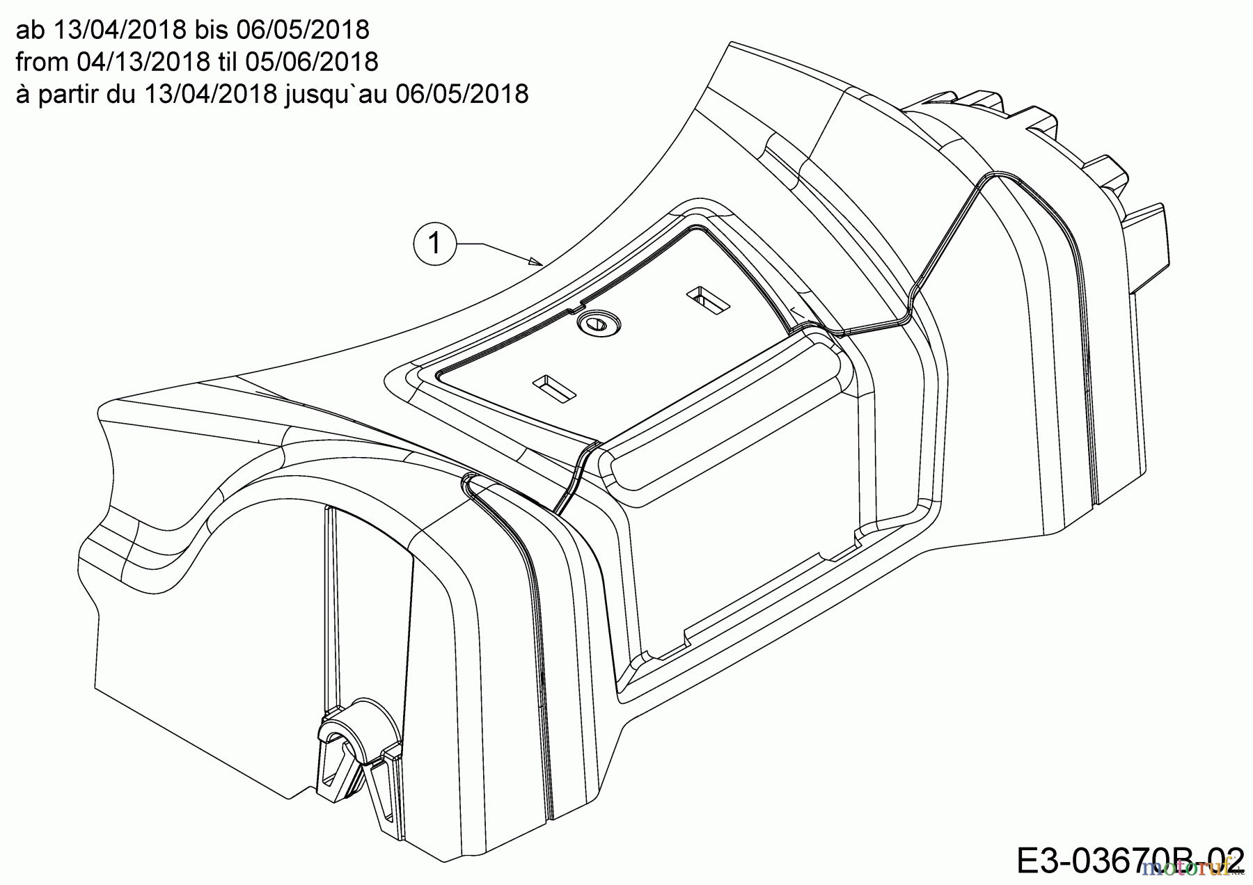  MTD Motormäher P 46 B 11A-TABG600  (2018) Abdeckung Vorderachse ab 13/04/2018 bis 06/05/2018