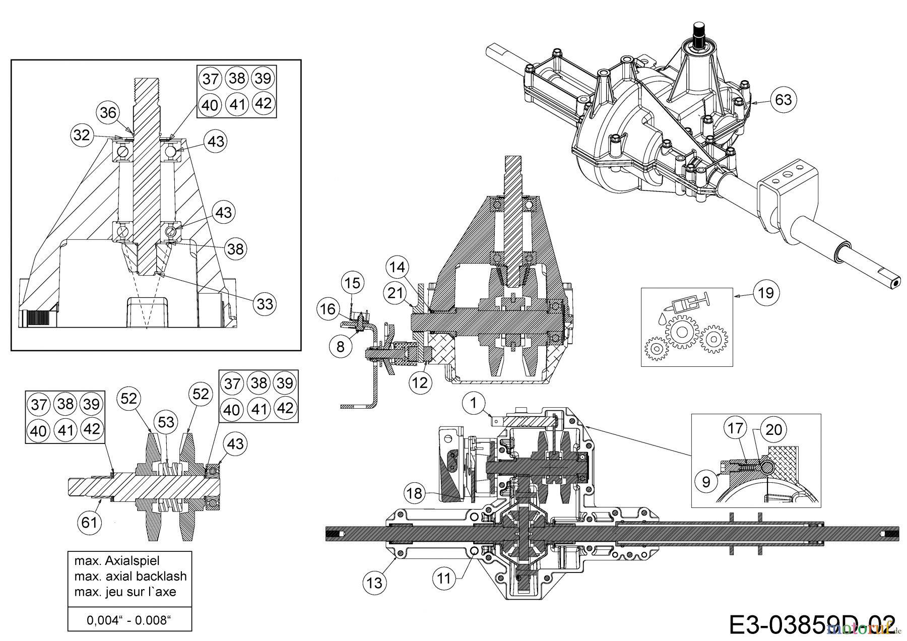  Rasor Rasentraktoren 125/76 T 13AH775C618  (2012) Getriebe