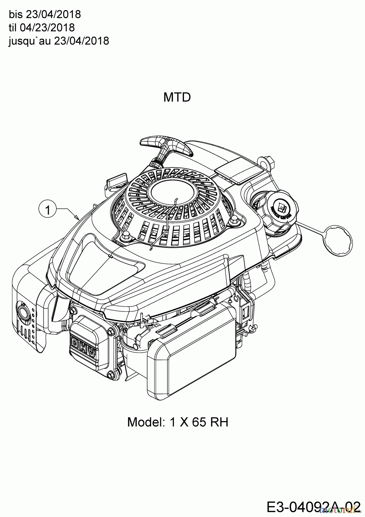 MTD Motormäher mit Antrieb 5350 HW 12A-PDJ6600  (2018) Motor MTD bis 23/04/2018
