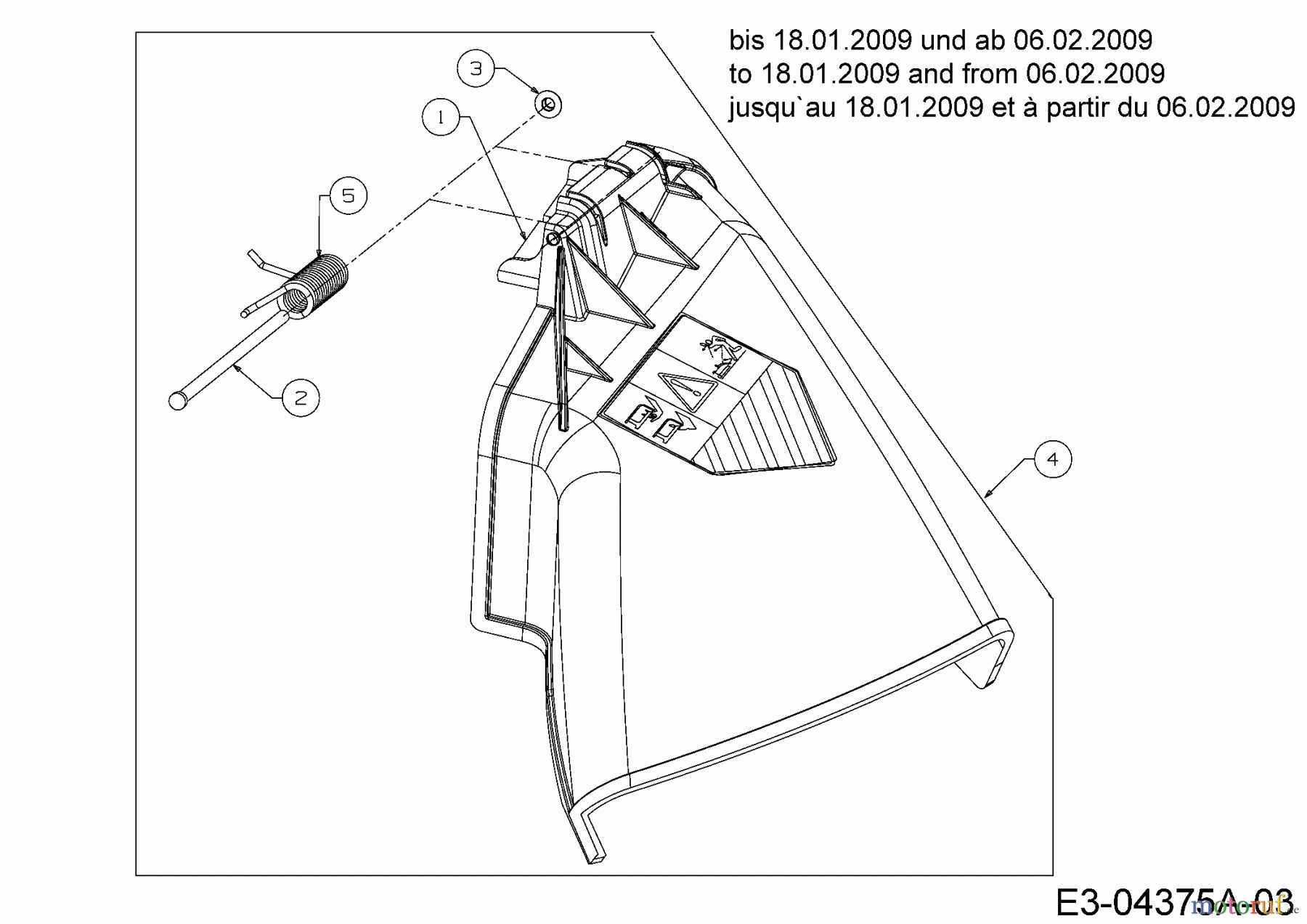  MTD Rasentraktoren RS 125/96 B 13AH762F600  (2009) Deflektor bis 18.01.2009 und ab 06.02.2009