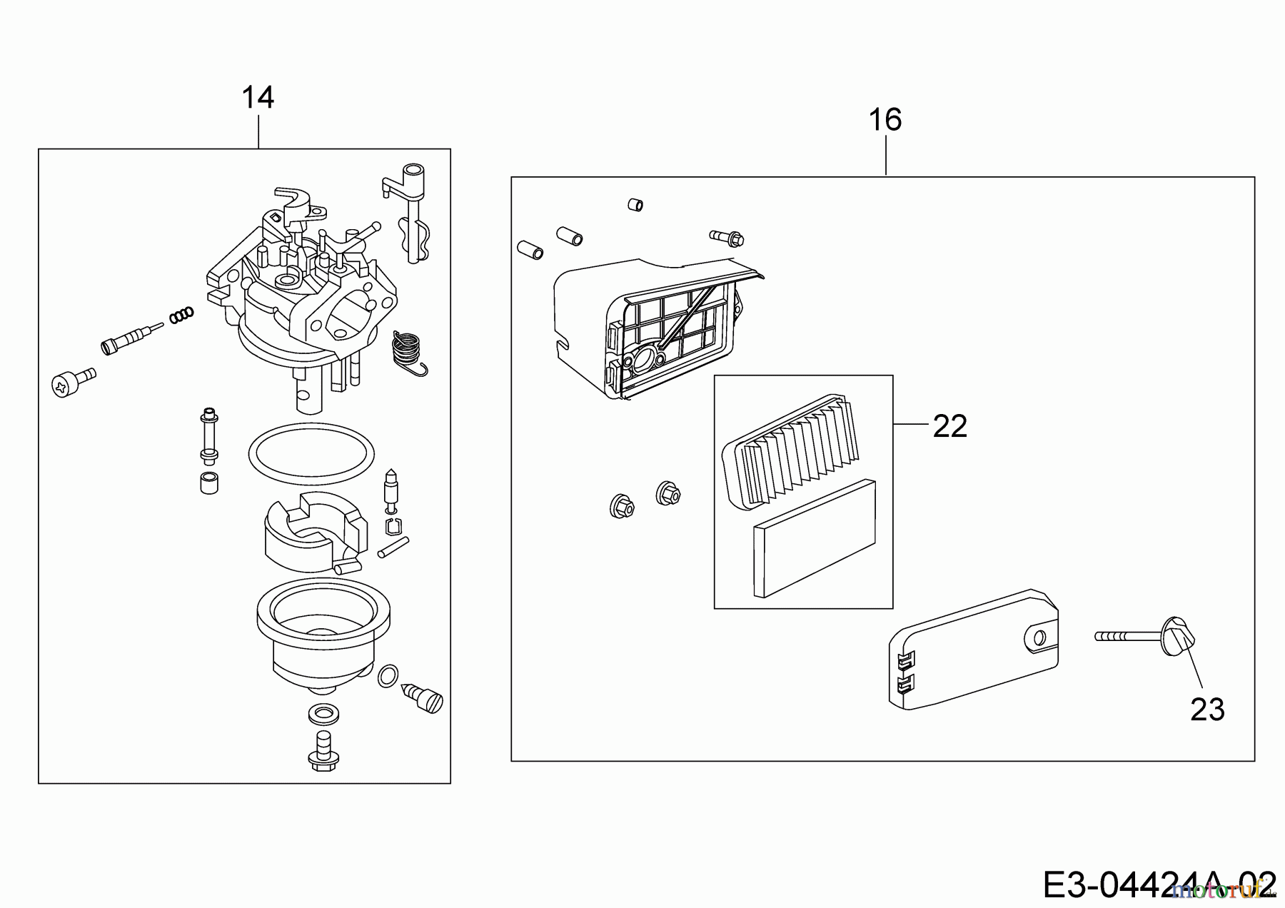 MTD-Motoren Vertikal 1P70FHA 752Z1P70FHA (2007) Luftfilter, Vergaser