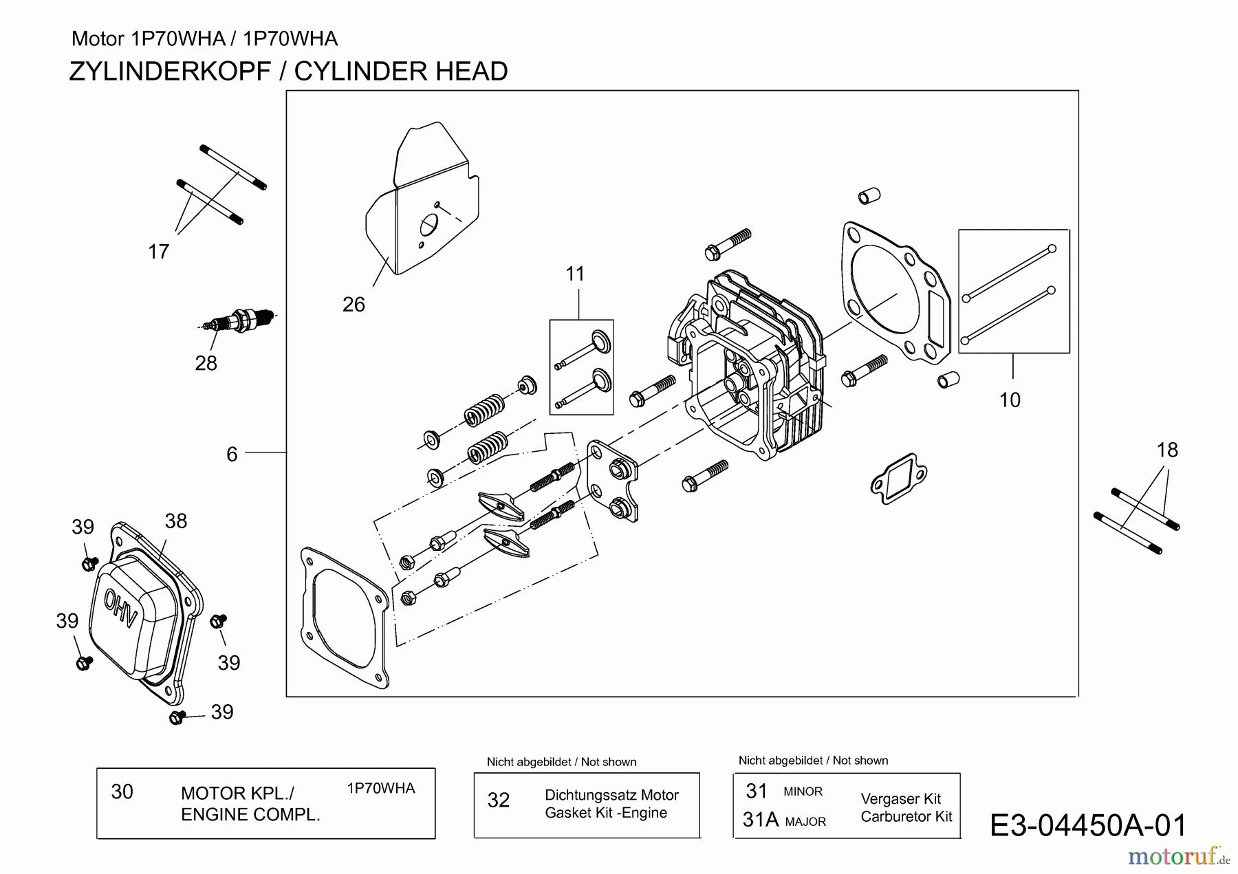  MTD-Motoren MTD vertikal 1 P 70 WHA 752Z1P70WHA  (2009) Zylinderkopf