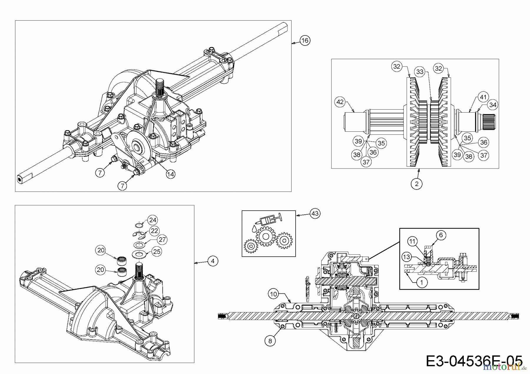  Cub Cadet Rasentraktoren CC 917 AF 13H890AF603  (2016) Getriebe 618-04566A