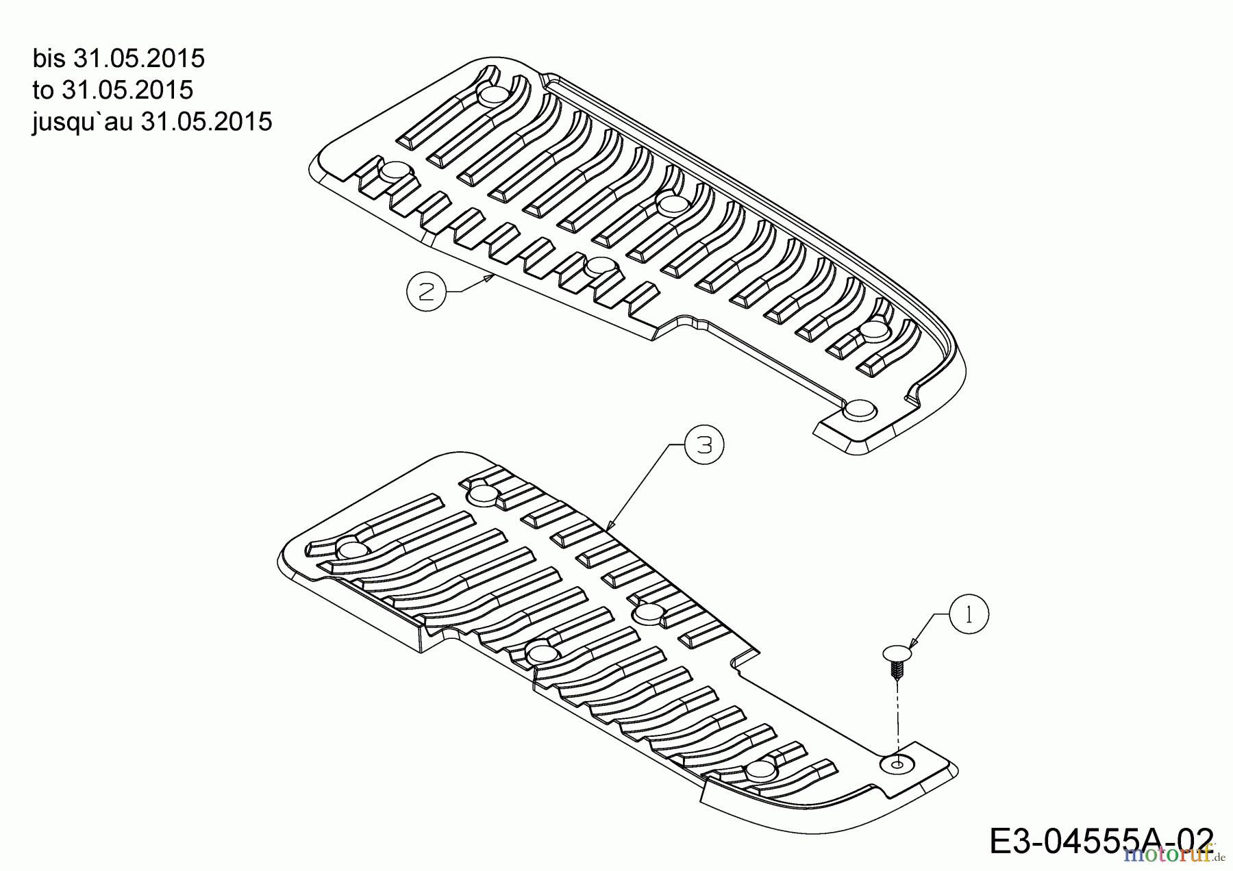  Cub Cadet Gartentraktoren CC 1224 KHP 14HQ94AP603  (2015) Trittbrettbelag bis 31.05.2015