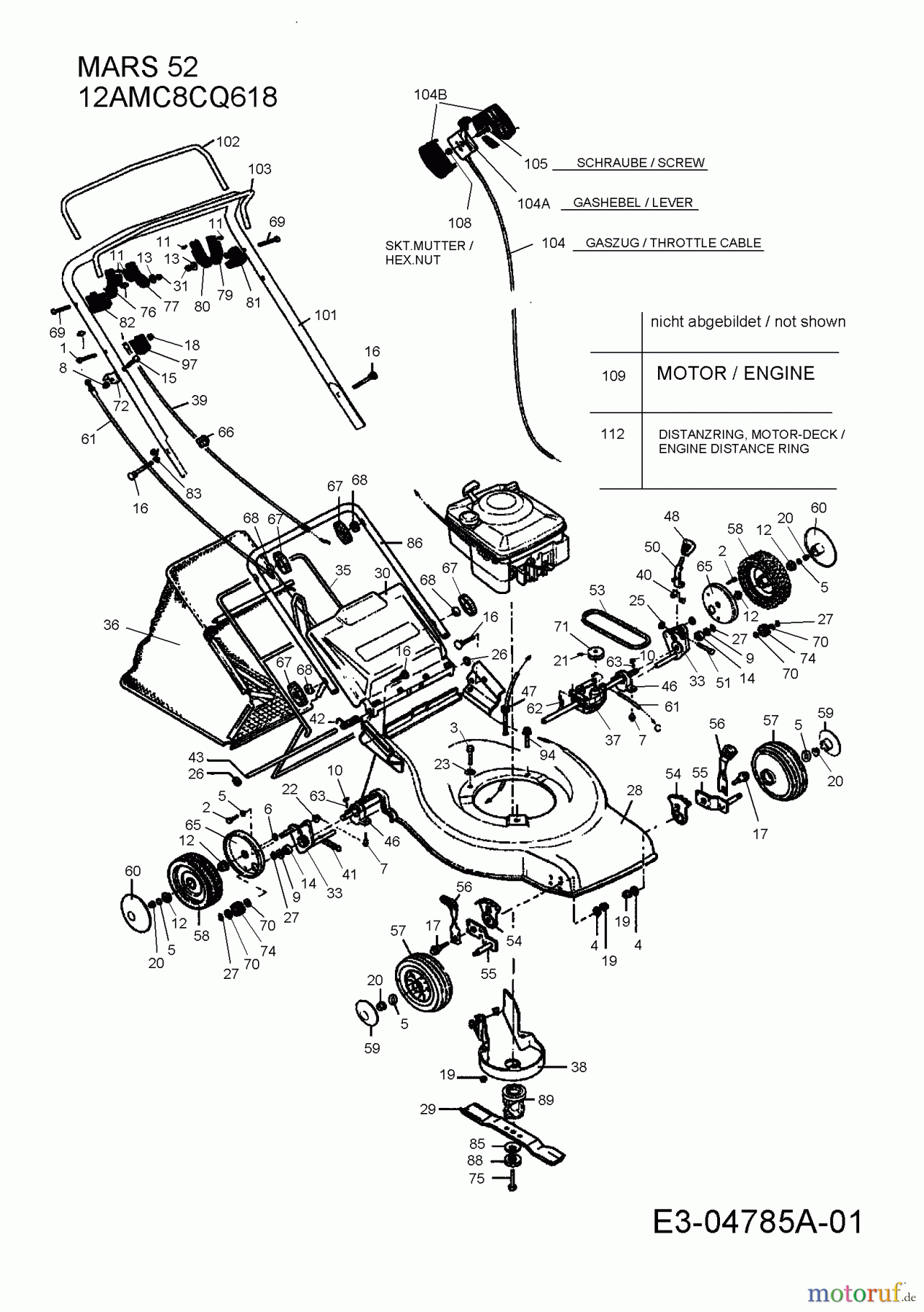  Rasor Motormäher mit Antrieb MARS 52 12AMC8CQ618  (2009) Grundgerät