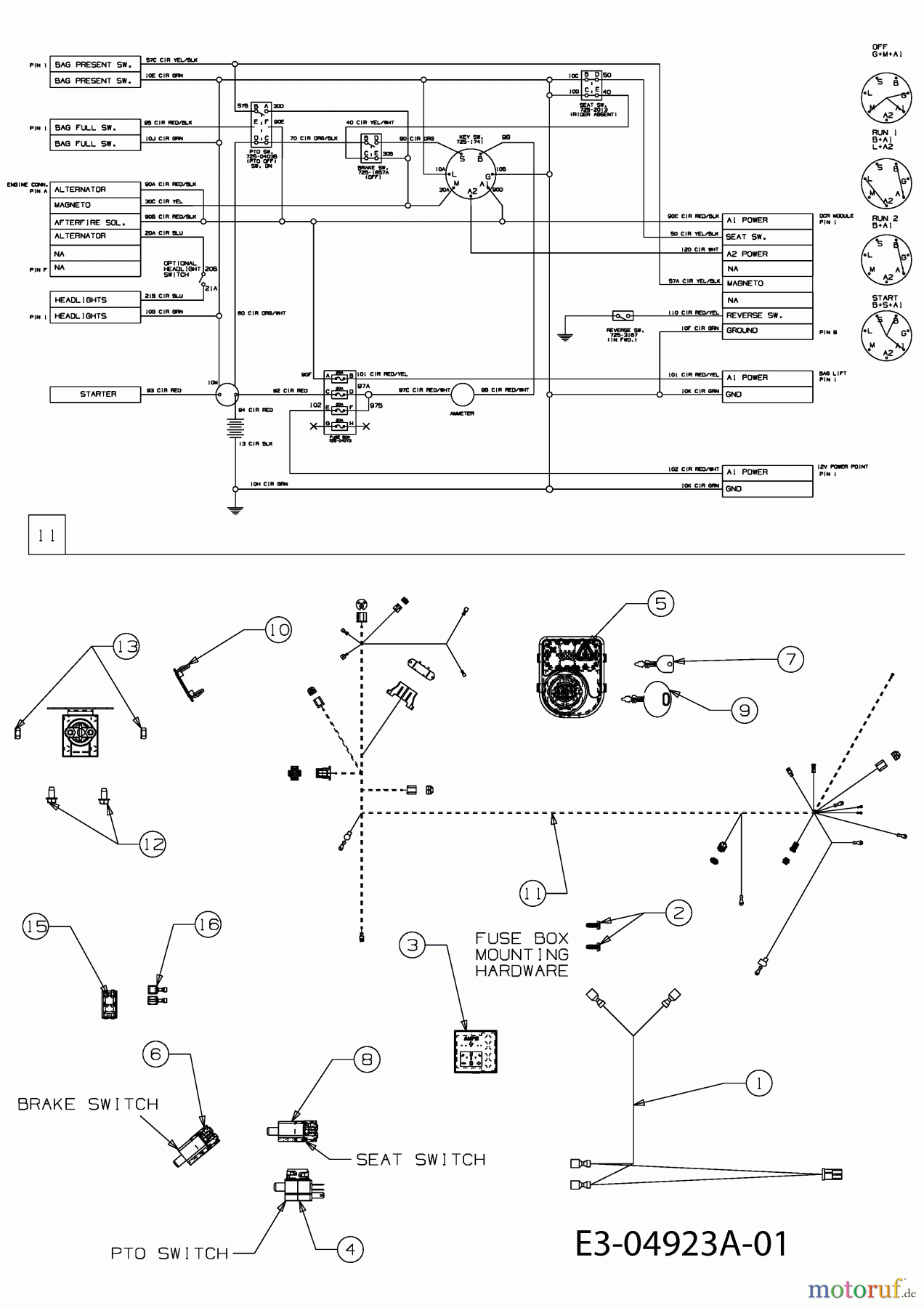  Massey Ferguson Rasentraktoren MF 41-22 RD 13CF51CN695  (2011) Elektroteile, Schaltplan
