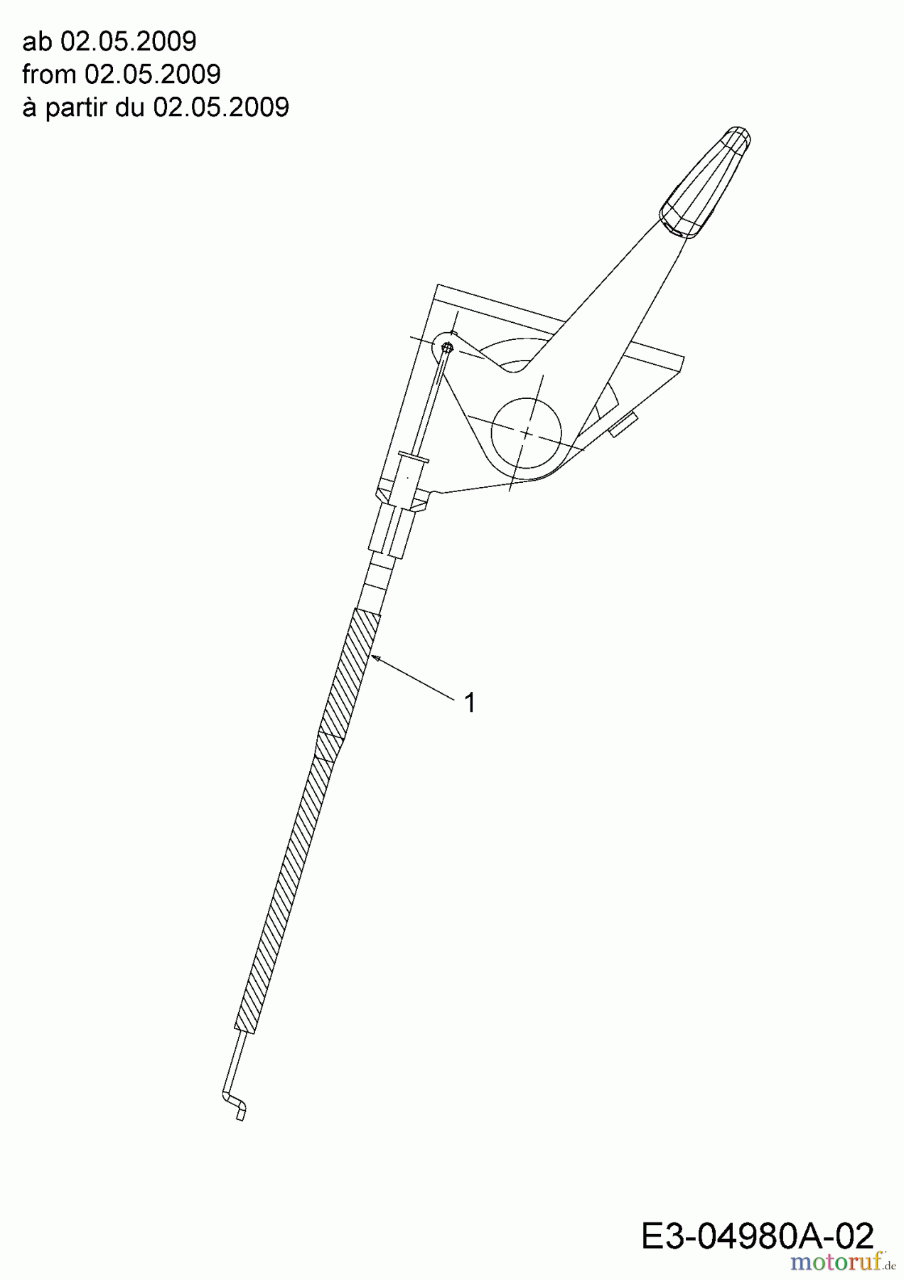 MTD Rasentraktoren 742 SRL 13AT775G370  (2009) Gaszug ab 02.05.2009