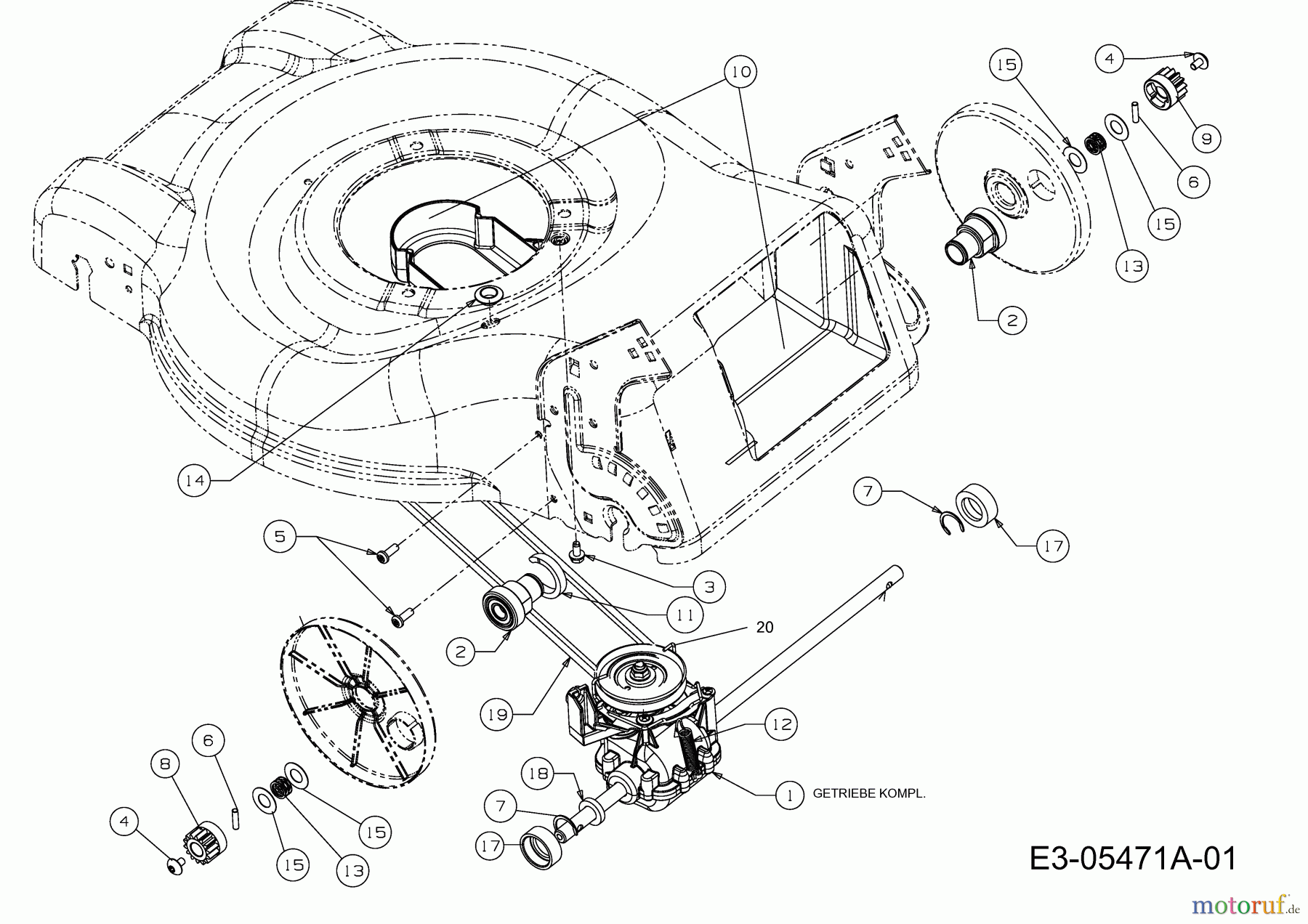  MTD Motormäher mit Antrieb GL 46 SPO 12D-J5JS676  (2011) Getriebe