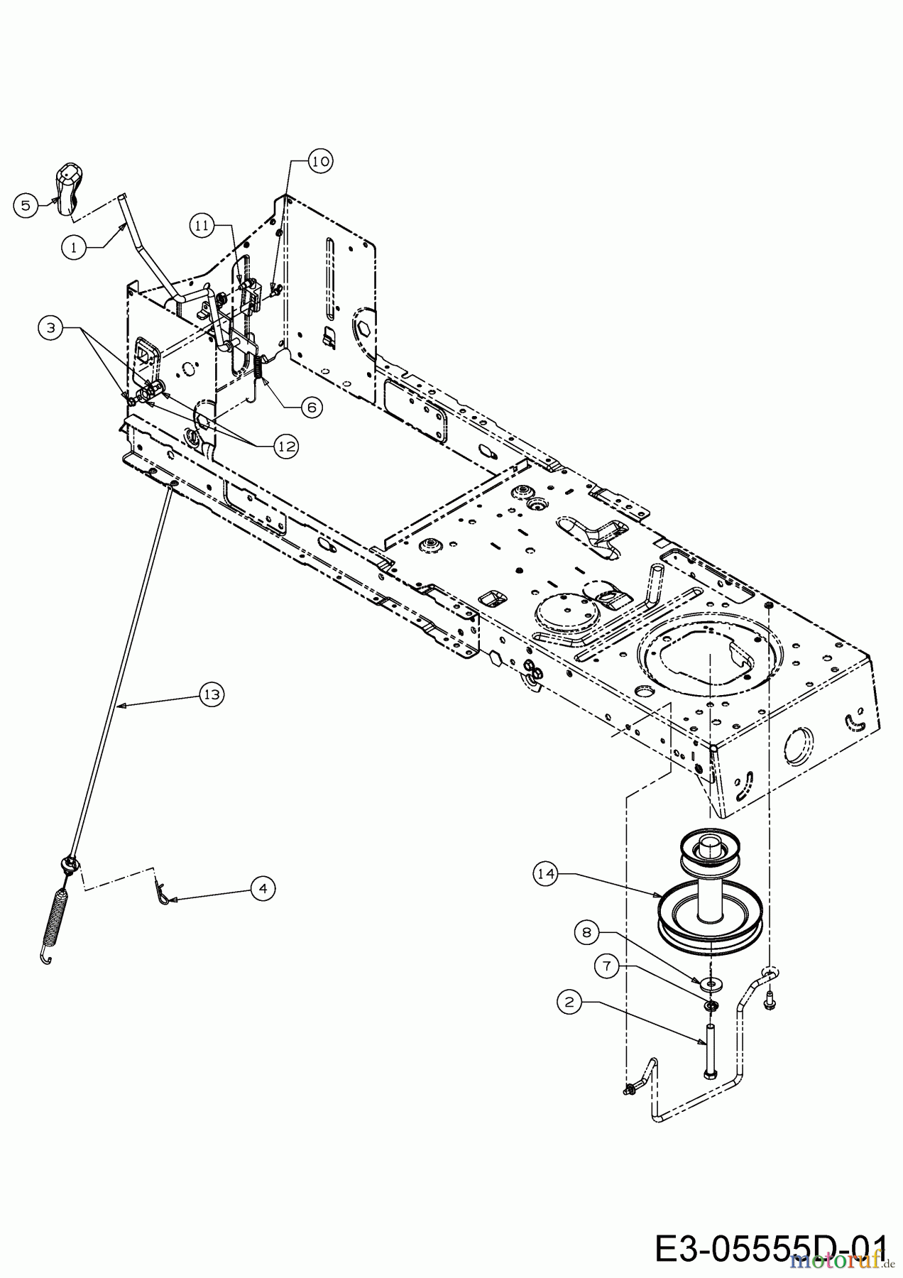  MTD Rasentraktoren RF 115 13HH765F676  (2015) Mähwerkseinschaltung, Motorkeilriemenscheibe