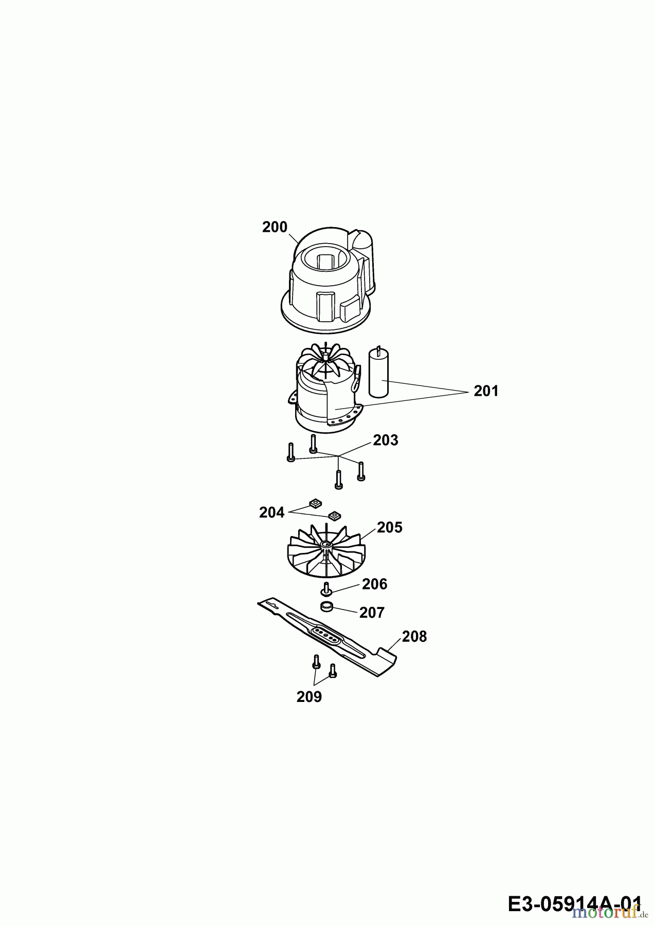 Wolf-Garten Elektromäher Compact plus 37 E 4907000 Serie G (2010) Messer, Messeraufnahme, Motor