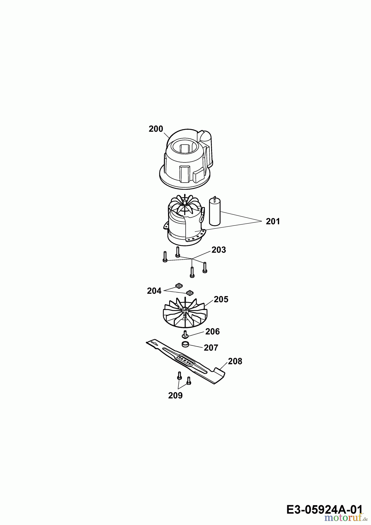  Wolf-Garten Elektromäher Compact plus 37 E 4907003 Serie G  (2010) Messer, Messeraufnahme, Motor