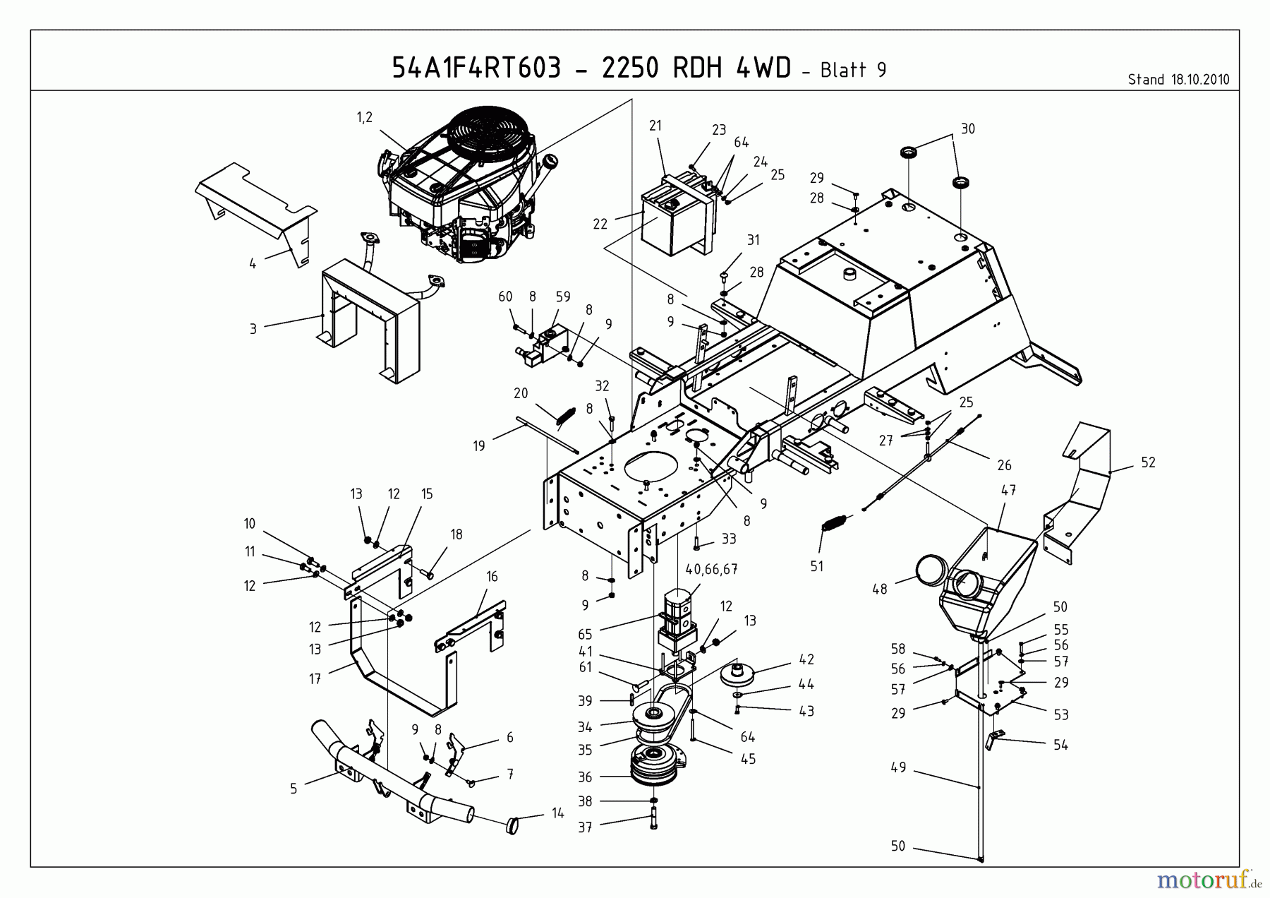  Cub Cadet Kompakttraktoren CC 2250 RDH 4 WD 54A1F4RT603  (2011) Elektromagnetkupplung, Motorzubehör, Tank