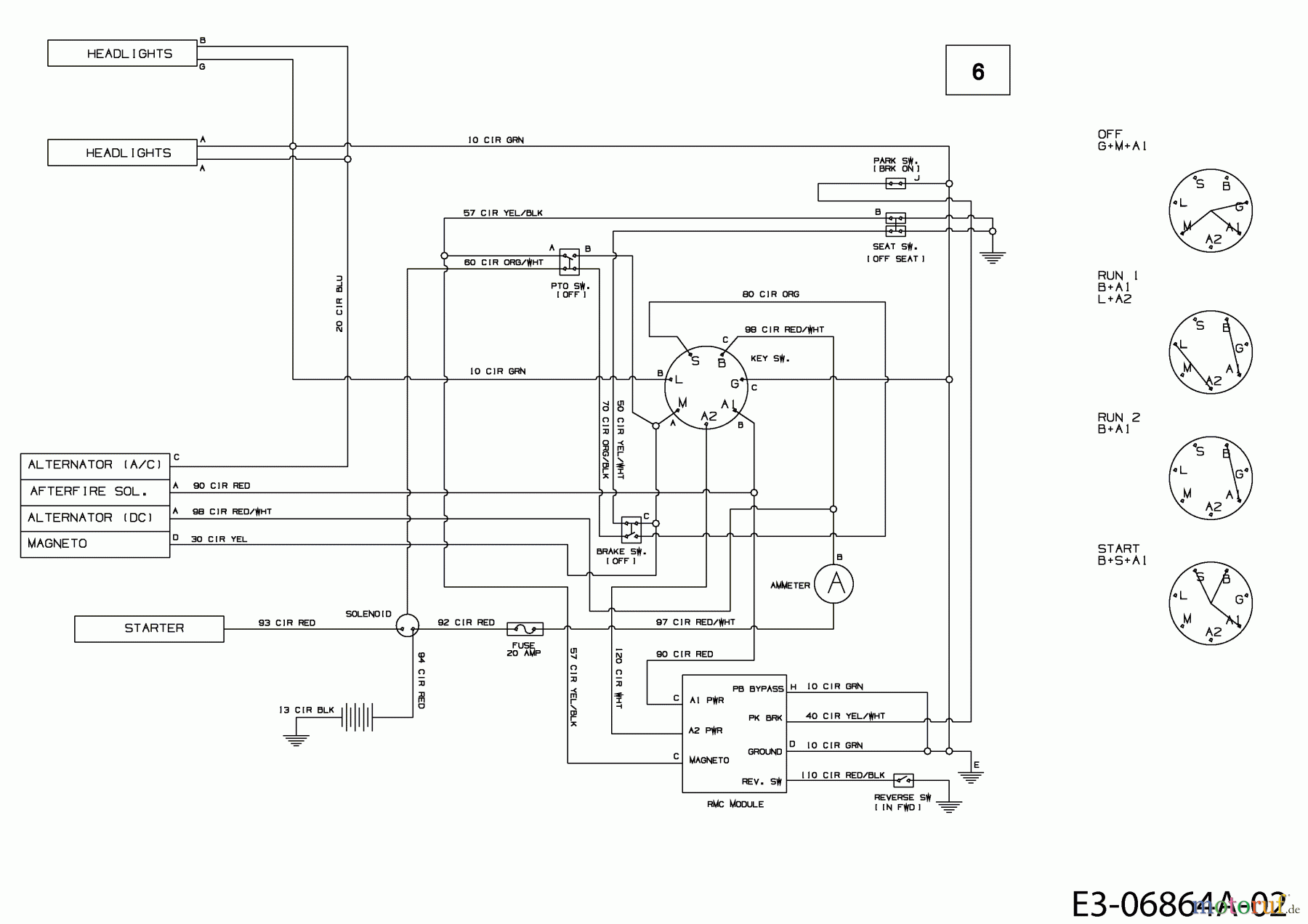  MTD Rasentraktoren 638 RL 13AC762F370  (2008) Schaltplan