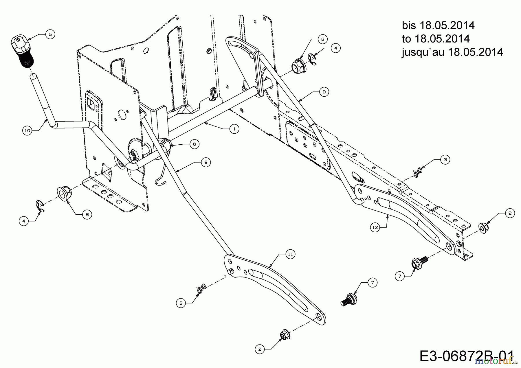  Troy-Bilt Rasentraktoren Bronco 42 13WX78KS066  (2014) Mähwerksaushebung bis 18.05.2014