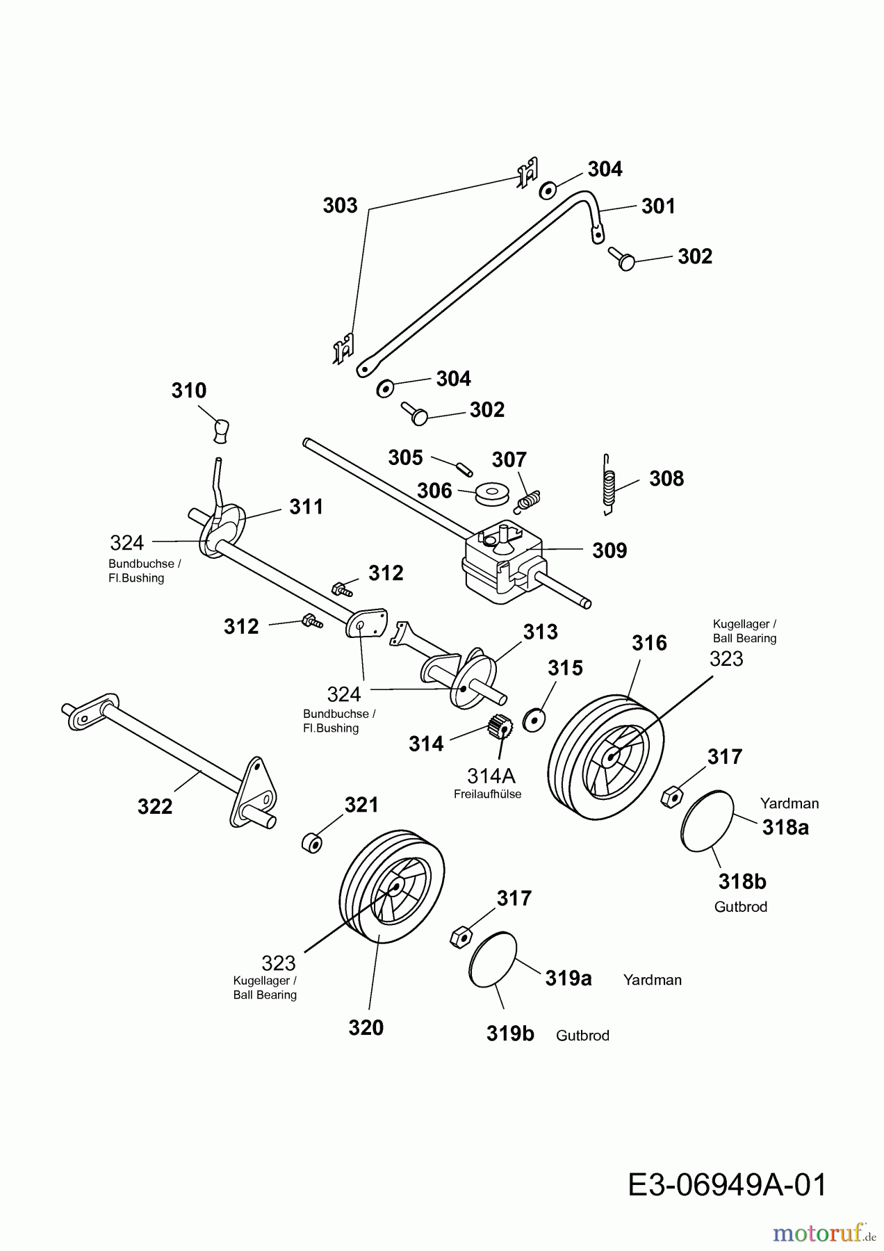  Gutbrod Motormäher mit Antrieb HB 48 R 12AWB5JT690  (2011) Getriebe, Räder