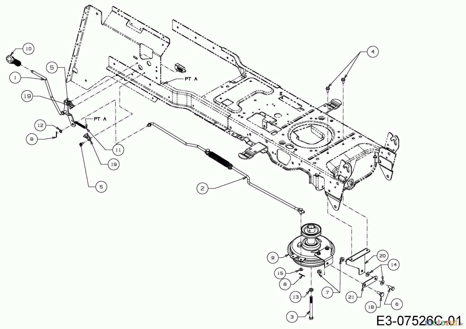  Okay Rasentraktoren Master Cut 105-15/200 H 13HU99KN675  (2015) Mähwerkseinschaltung, Motorkeilriemenscheibe