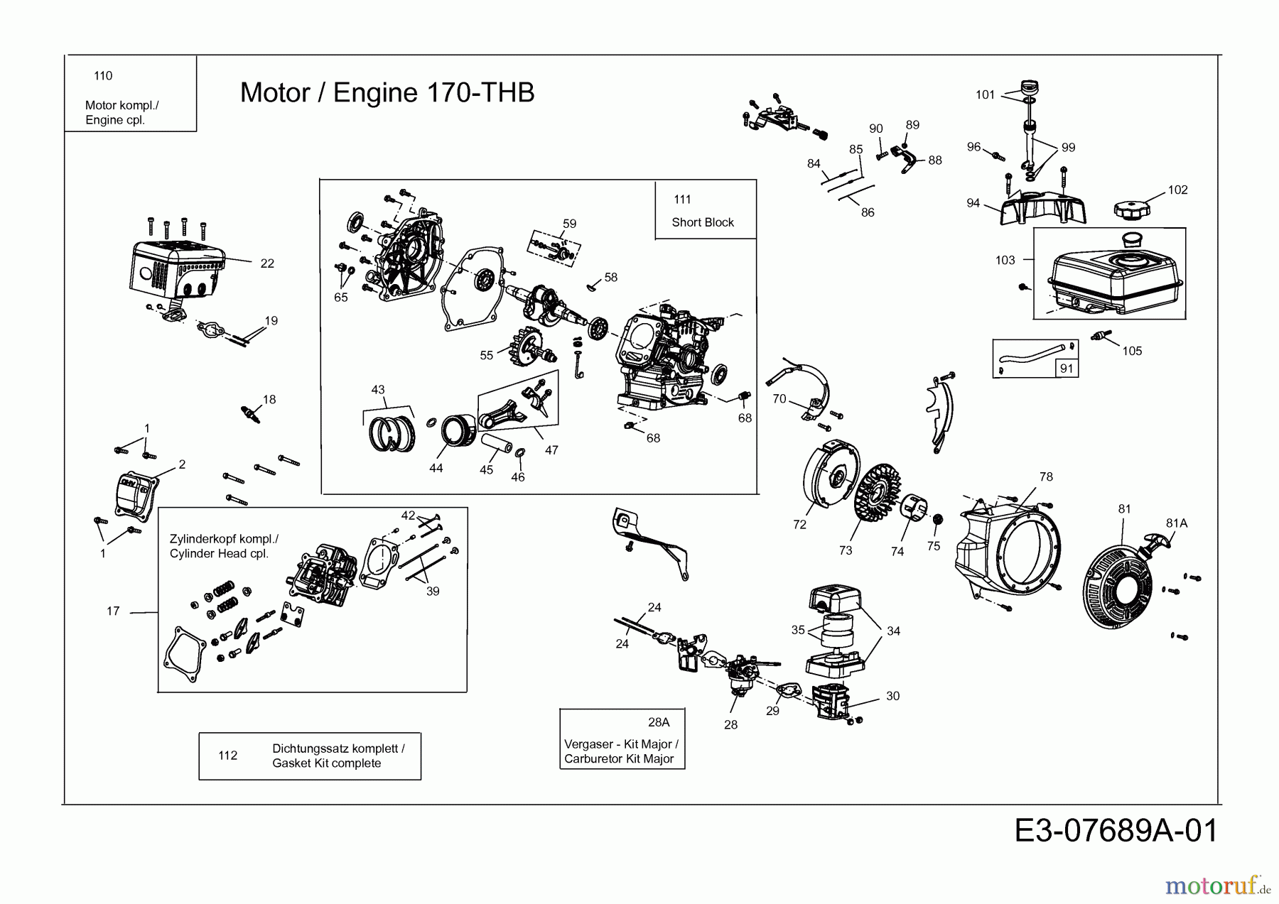  MTD-Motoren Horizontal 170-THB 752Z170-THB  (2012) Motor