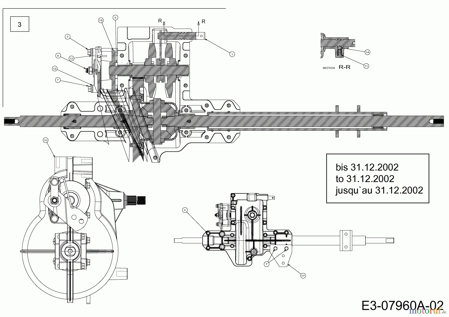  MTD Rasentraktoren SE 135 A 13AA508E678  (2002) Getriebe 618-0580 bis 31.12.2002
