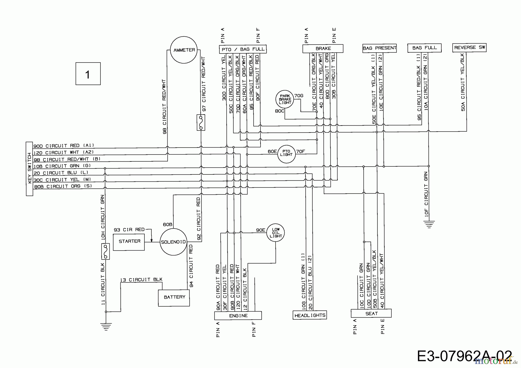  Lawnflite Rasentraktoren 807 13BA509G611  (2003) Schaltplan