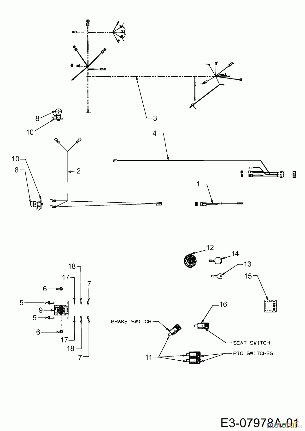  Gutbrod Rasentraktoren GLX 107 SALK 13BI506G690  (2003) Elektroteile