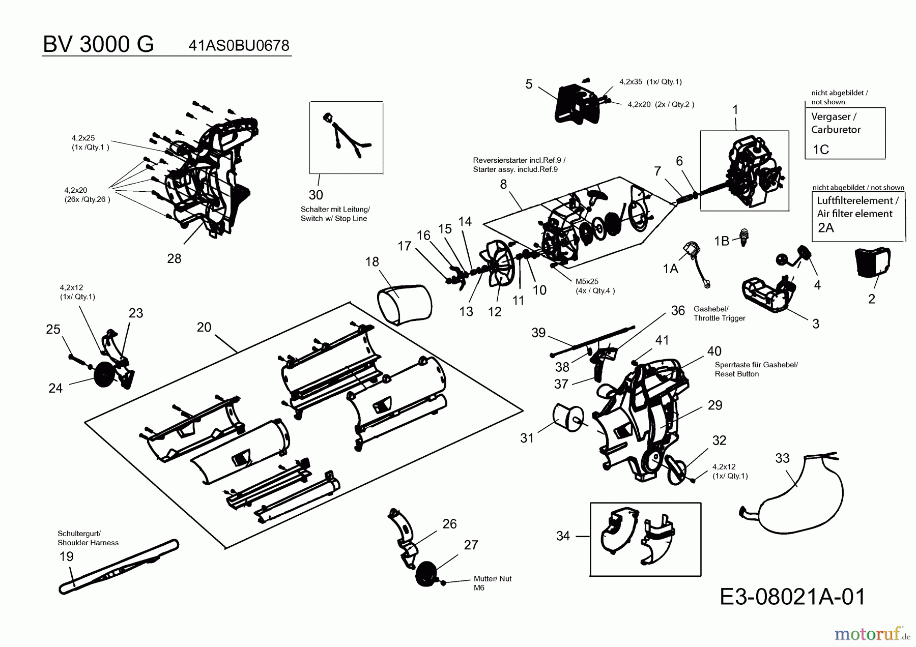  MTD Laubbläser, Laubsauger BV 3000 G 41AS0BU0678  (2017) Grundgerät