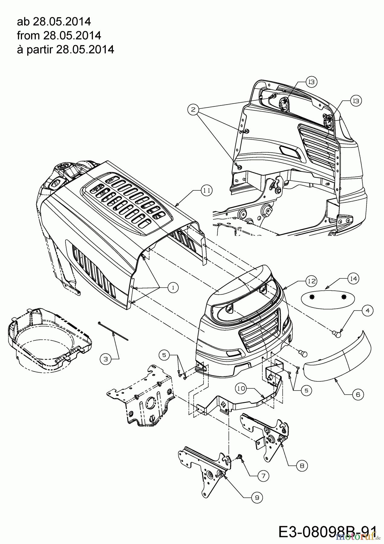  MTD Rasentraktoren 145/96 SD 13HM765F635  (2014) Motorhaube 5-Style ab 28.05.2014
