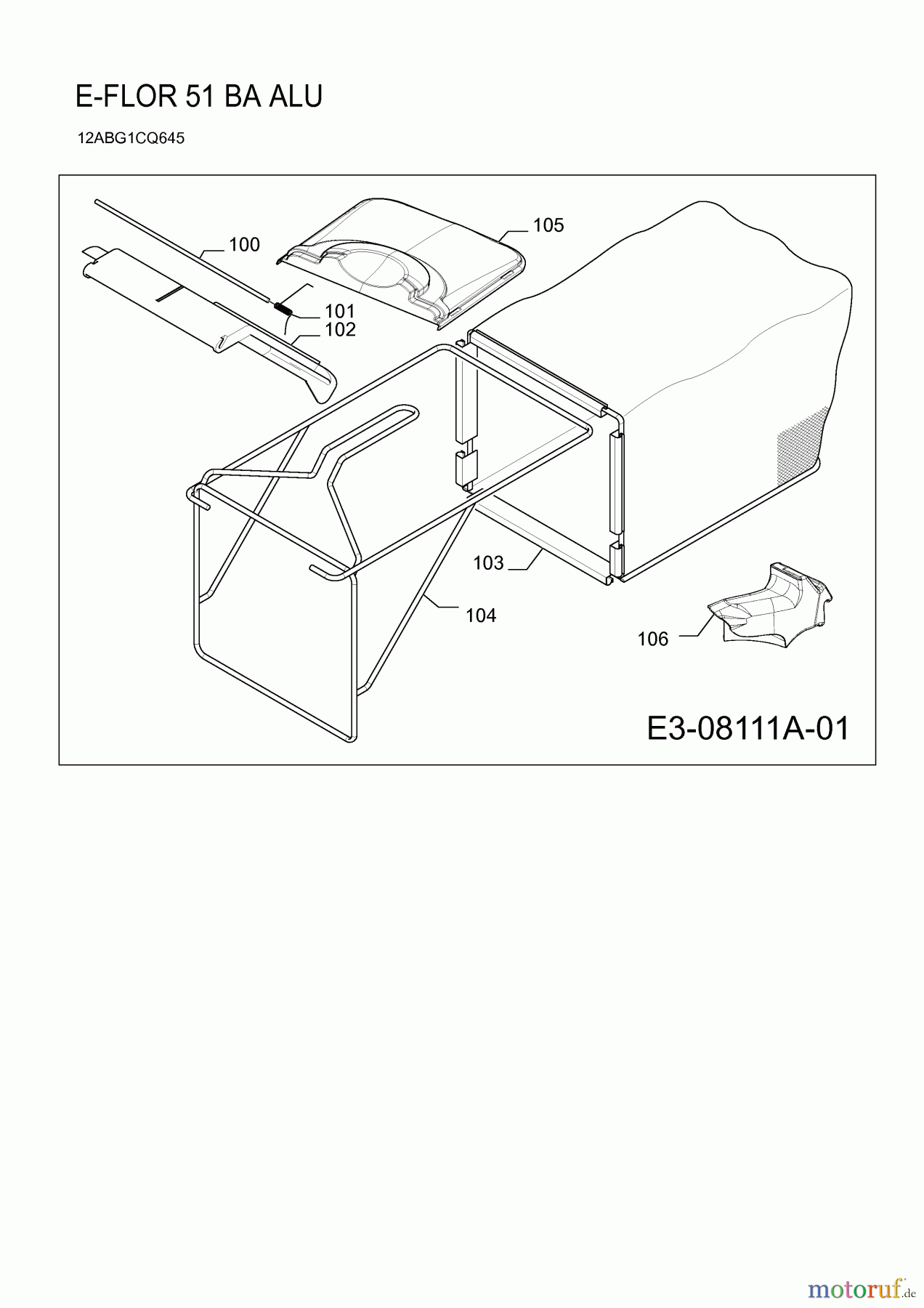  E-Flor Motormäher mit Antrieb 51 BA ALU 12ABG1CQ645  (2013) Grasfangsack