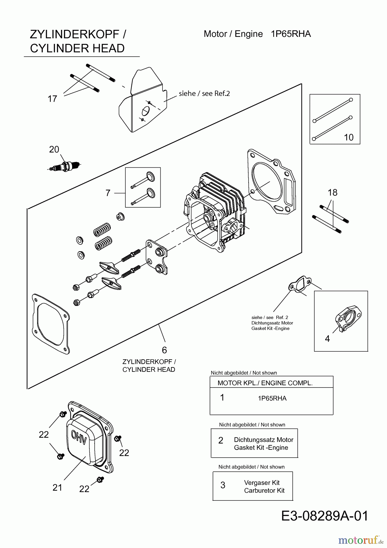  MTD-Motoren MTD vertikal 1 P 65 RHA 752Z1P65RHA  (2013) Zylinderkopf