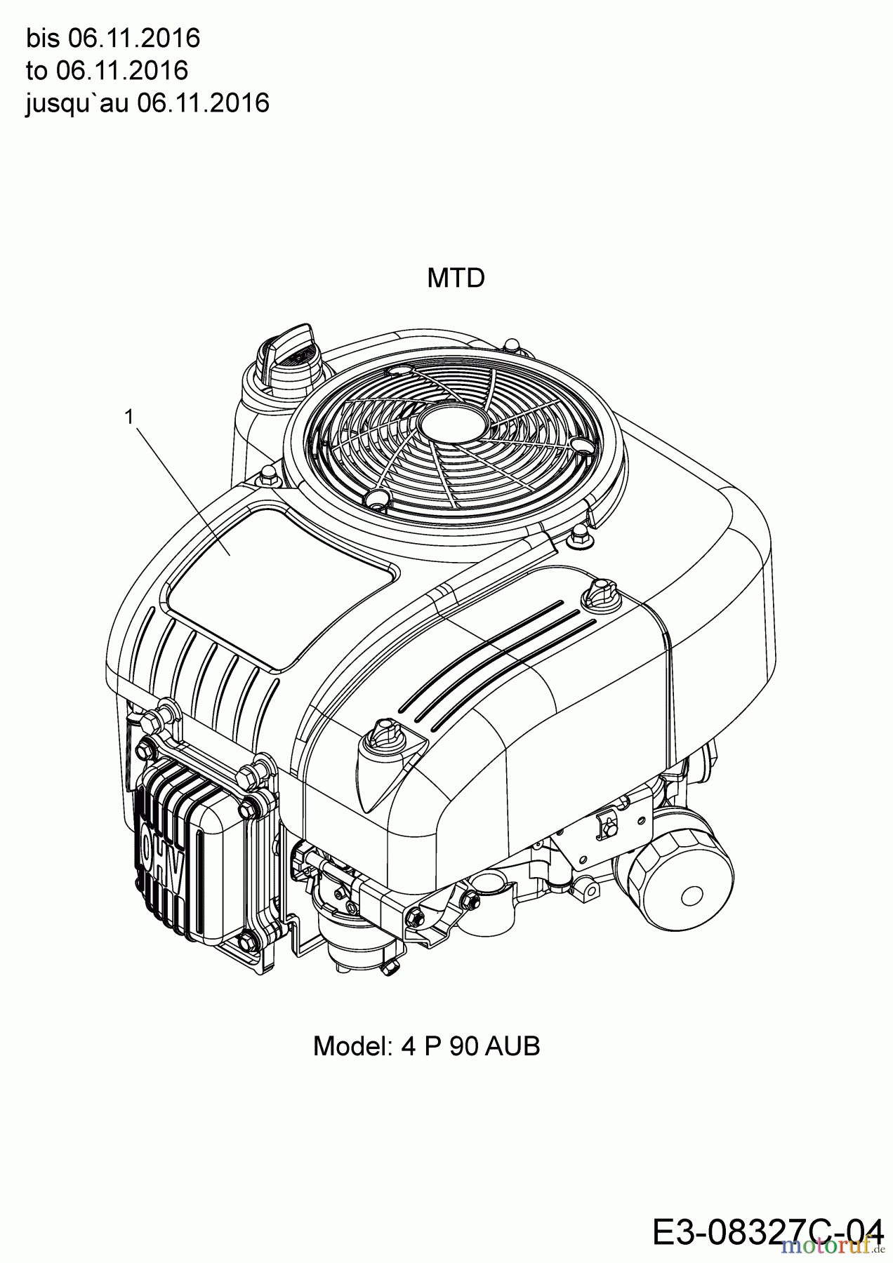  MTD Rasentraktoren MTD 76 13H2765C600  (2017) Motor MTD bis 06.11.2016
