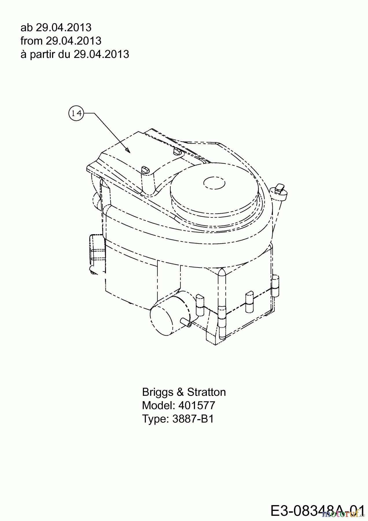  Rasor Rasentraktoren 16/92 H 13AT995E618  (2013) Motor Briggs & Stratton