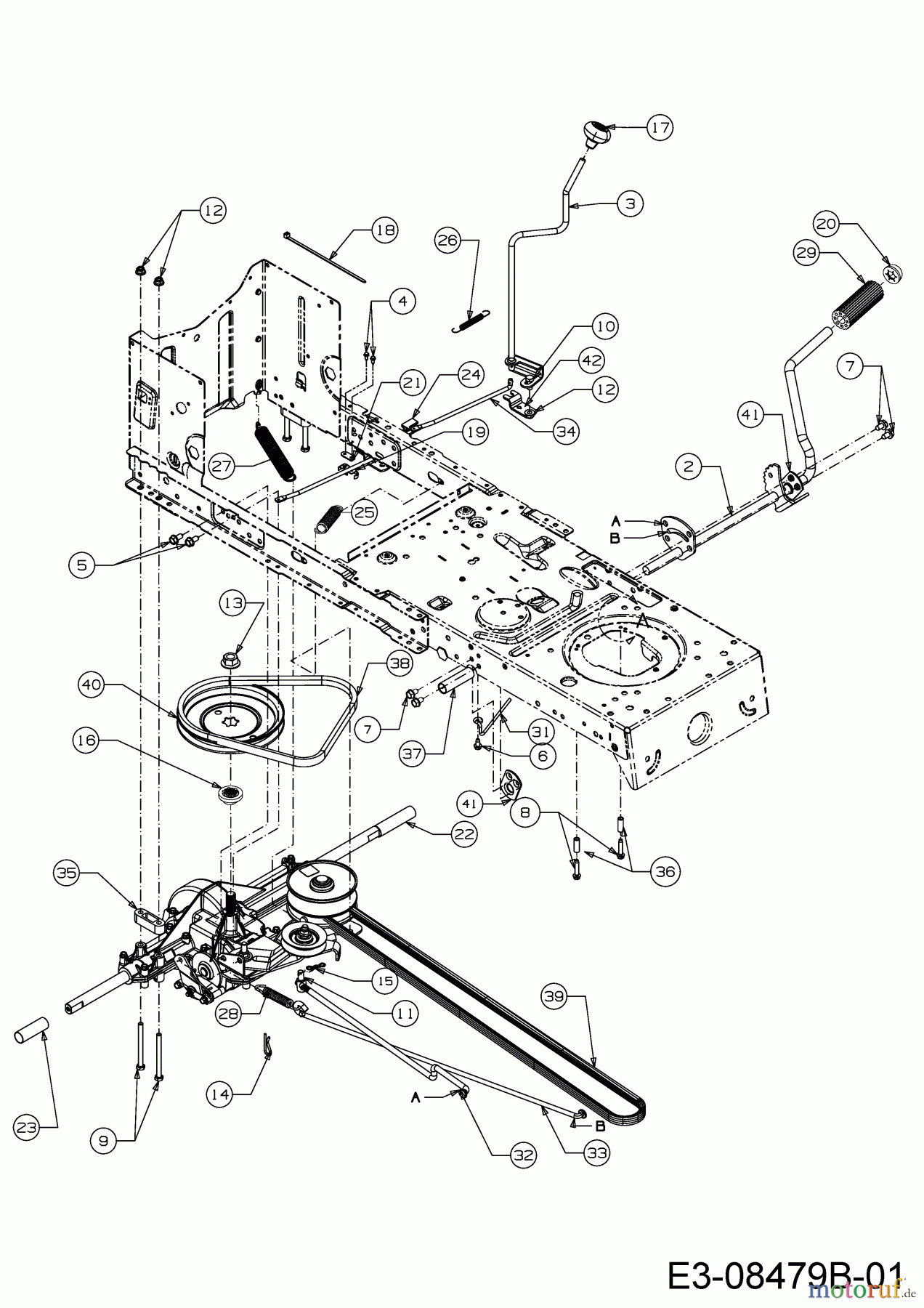  MTD Rasentraktoren 22/46 13AT77KT308  (2017) Fahrantrieb