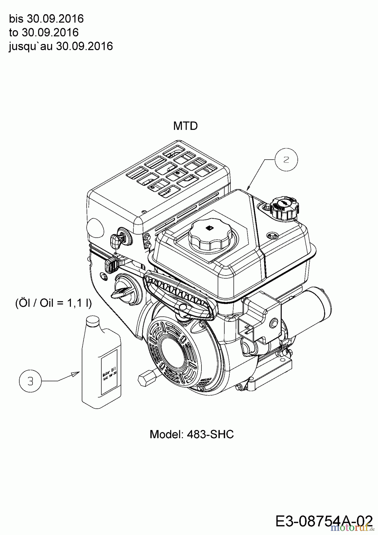  MTD Schneefräsen Optima ME 76 31AY55T5678  (2017) Motor MTD bis 30.09.2016