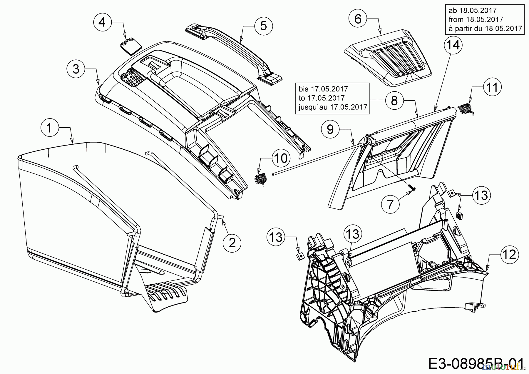  MTD Motormäher mit Antrieb LMEX 53 K 12B-PH7D682  (2017) Grasfangsack, Heckklappe, Leitstück hinten