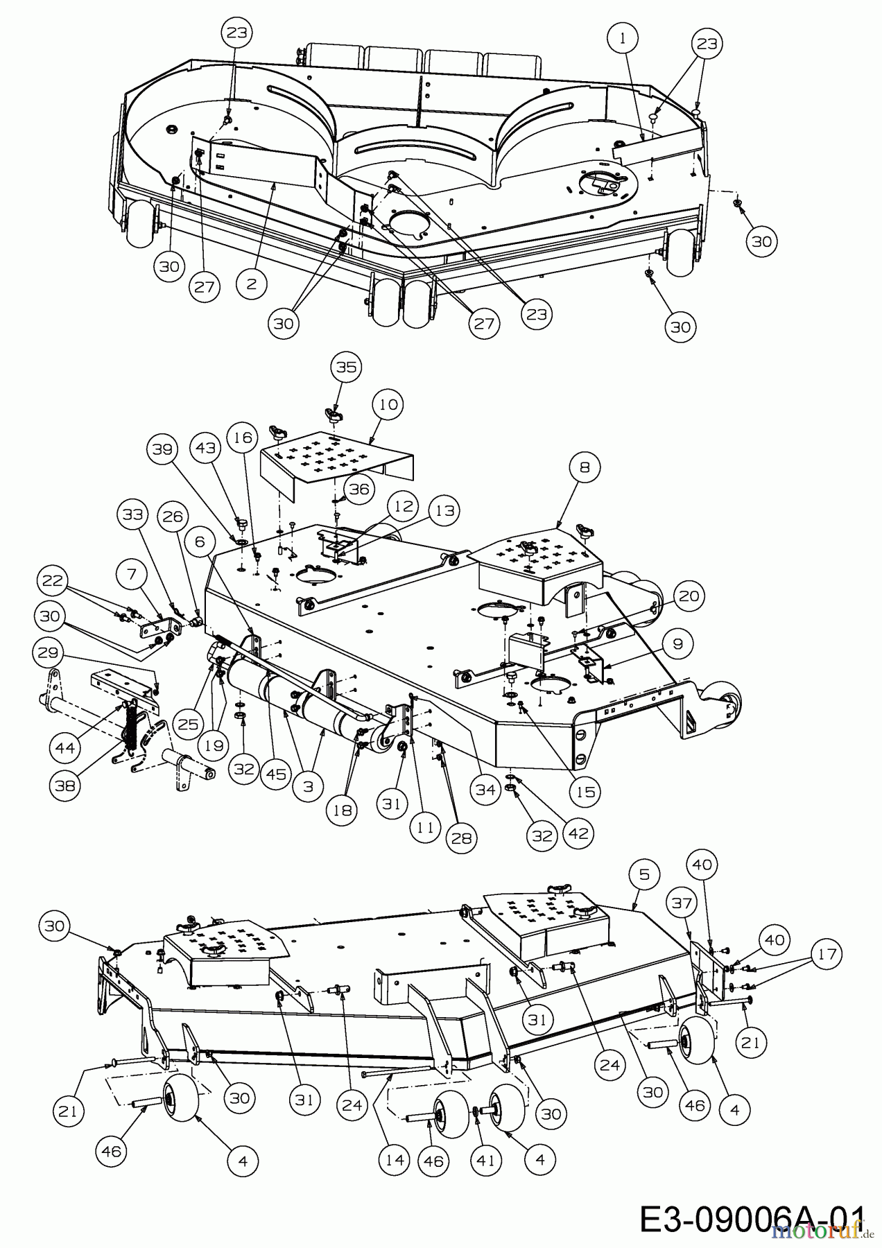 Cub Cadet Zero Turn Tank SZ 60 Commercial 53RI2PUD050 (2015) Abdeckungen, Mähwerksgehäuse