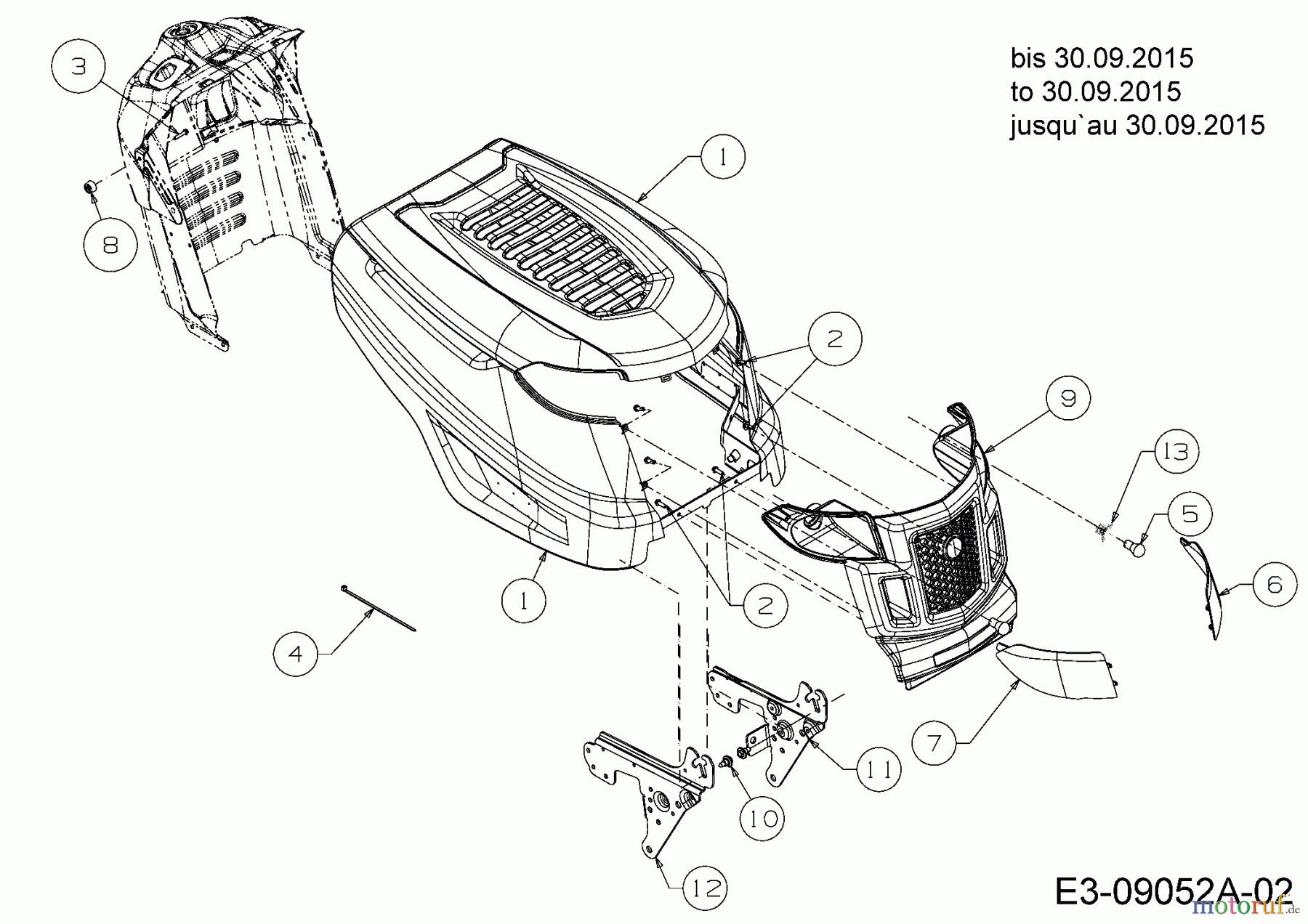  MTD Rasentraktoren DL 92 BH 13HH71KE677  (2015) Motorhaube K-Style bis 30.09.2015