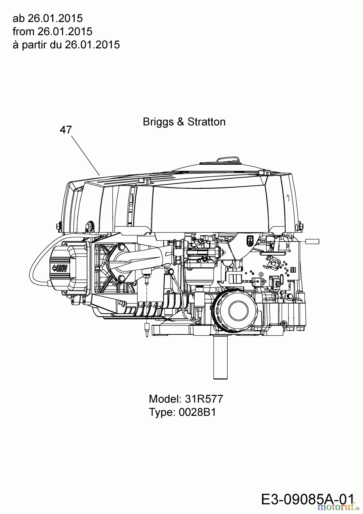  Cub Cadet Rasentraktoren CC 1016 AF 13BD90AF603  (2015) Motor Briggs & Stratton ab 26.01.2015