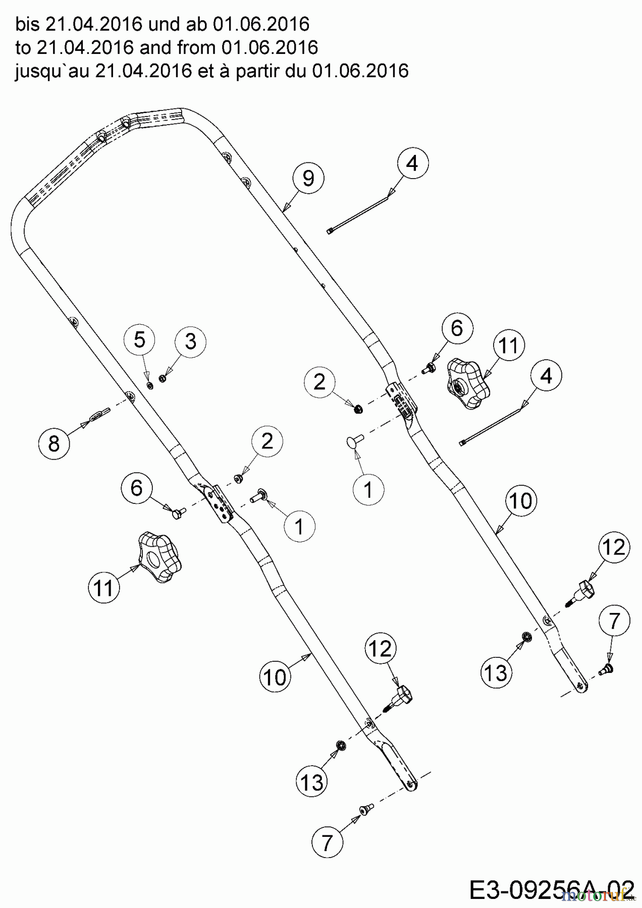  MTD Motormäher mit Antrieb 53 SPSBHW 12A-PF5L600  (2016) Holm bis 21.04.2016 und ab 01.06.2016