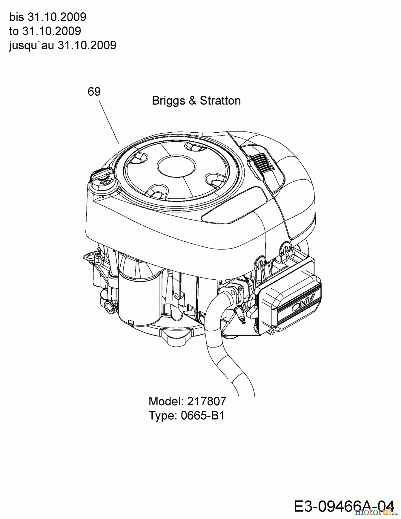  Mastercut Rasentraktoren Mastercut 96 13EH761F659  (2010) Motor B&S bis 31.10.2009