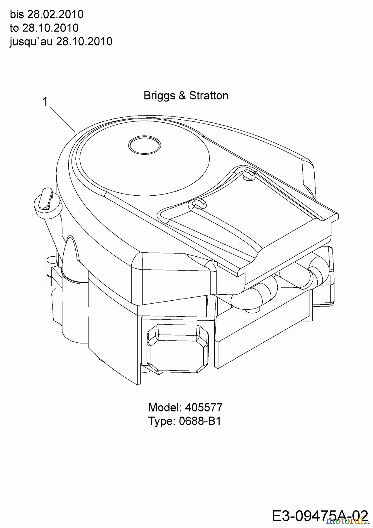  Black Edition Rasentraktoren 180-107 13AT777G615  (2010) Motor B&S bis 28.02.2010