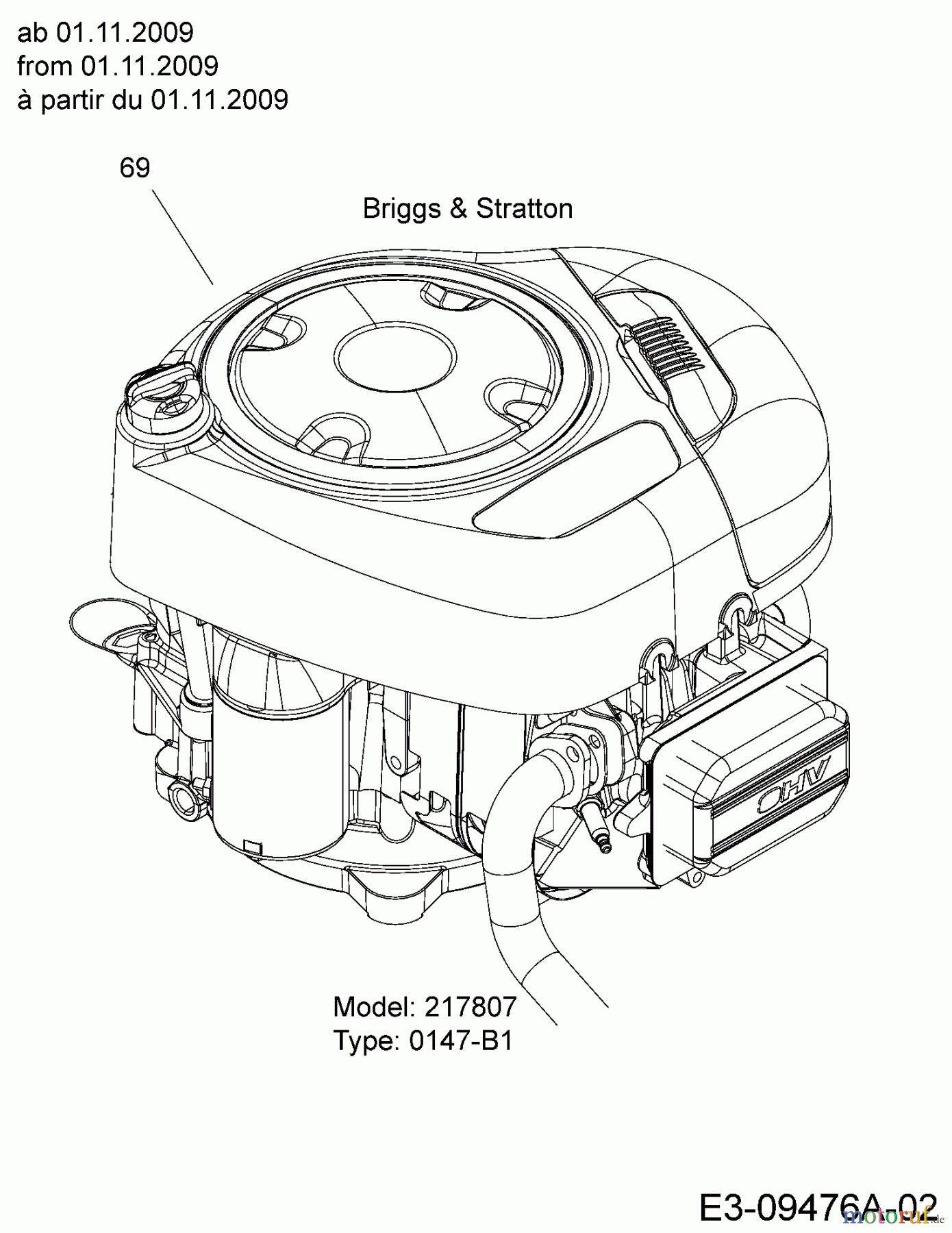 Mastercut Rasentraktoren Mastercut 96 13EH761F659 (2010) Motor B&S ab 01.11.2009