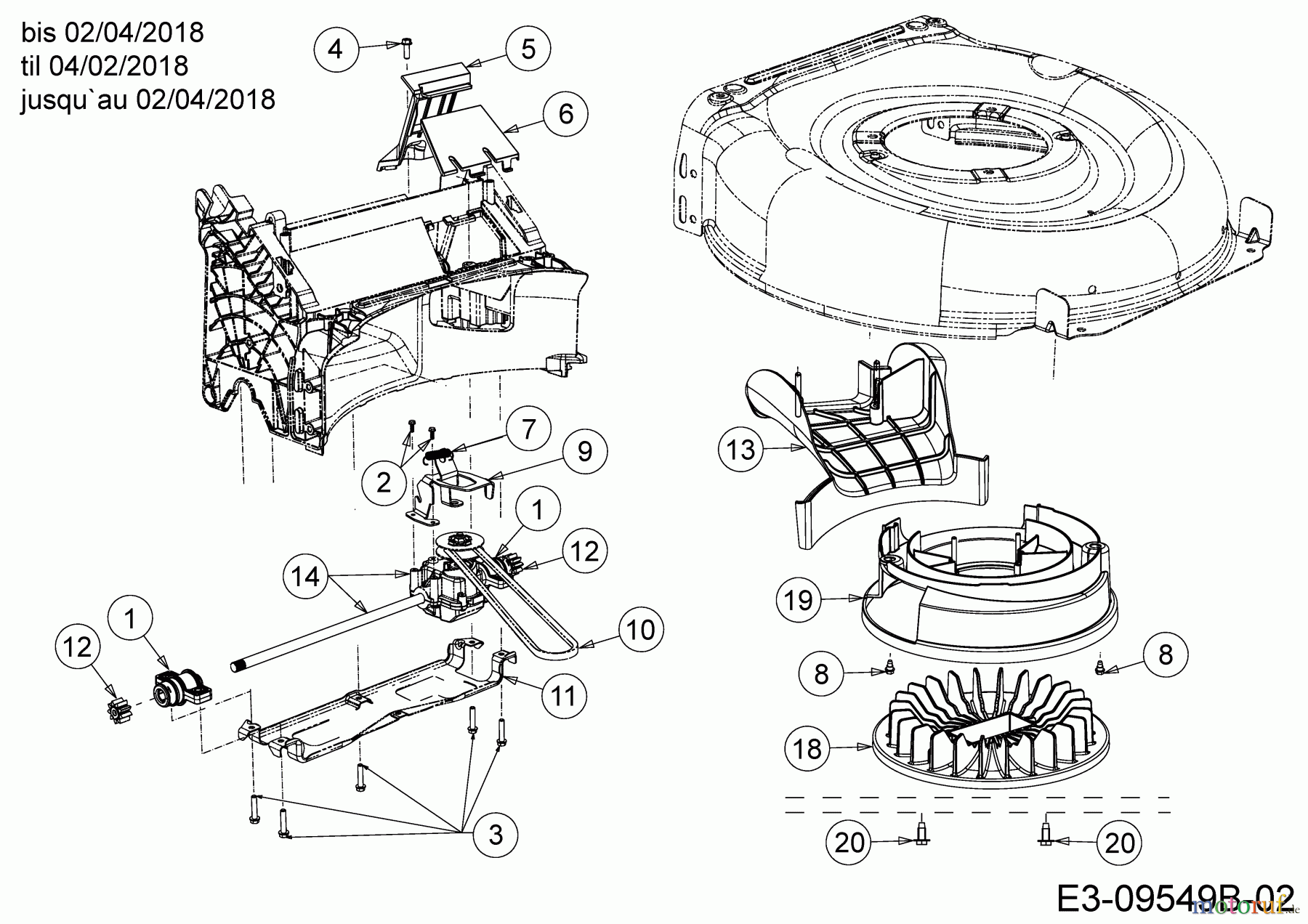 Wolf-Garten Motormäher mit Antrieb WA 460 AHW 12C-TV5E650 (2018) Getriebe, Keilriemen, Lüfterrad bis 02/04/2018