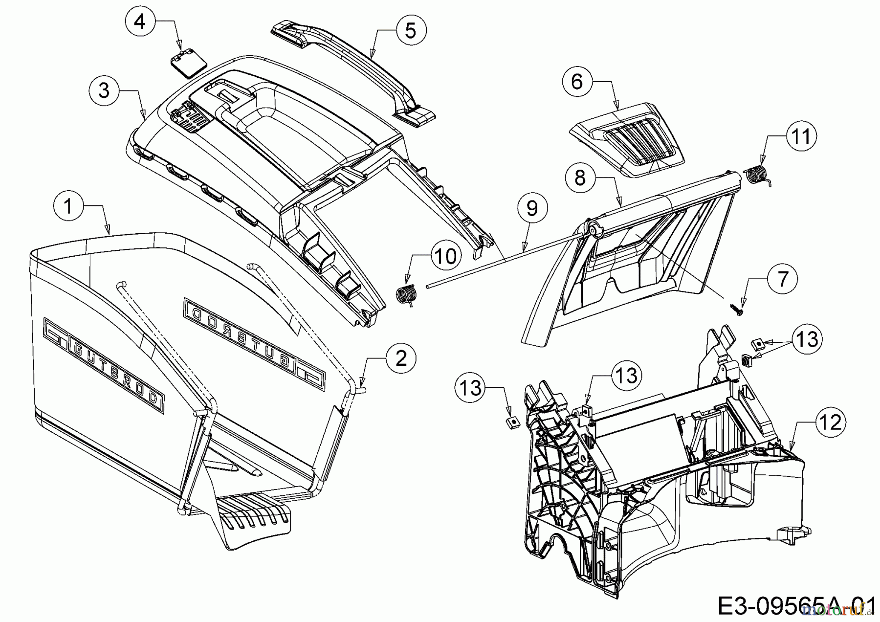  Gutbrod Motormäher mit Antrieb HB 53 AB 12ABPV5L690  (2016) Grasfangsack, Heckklappe, Leitstück hinten