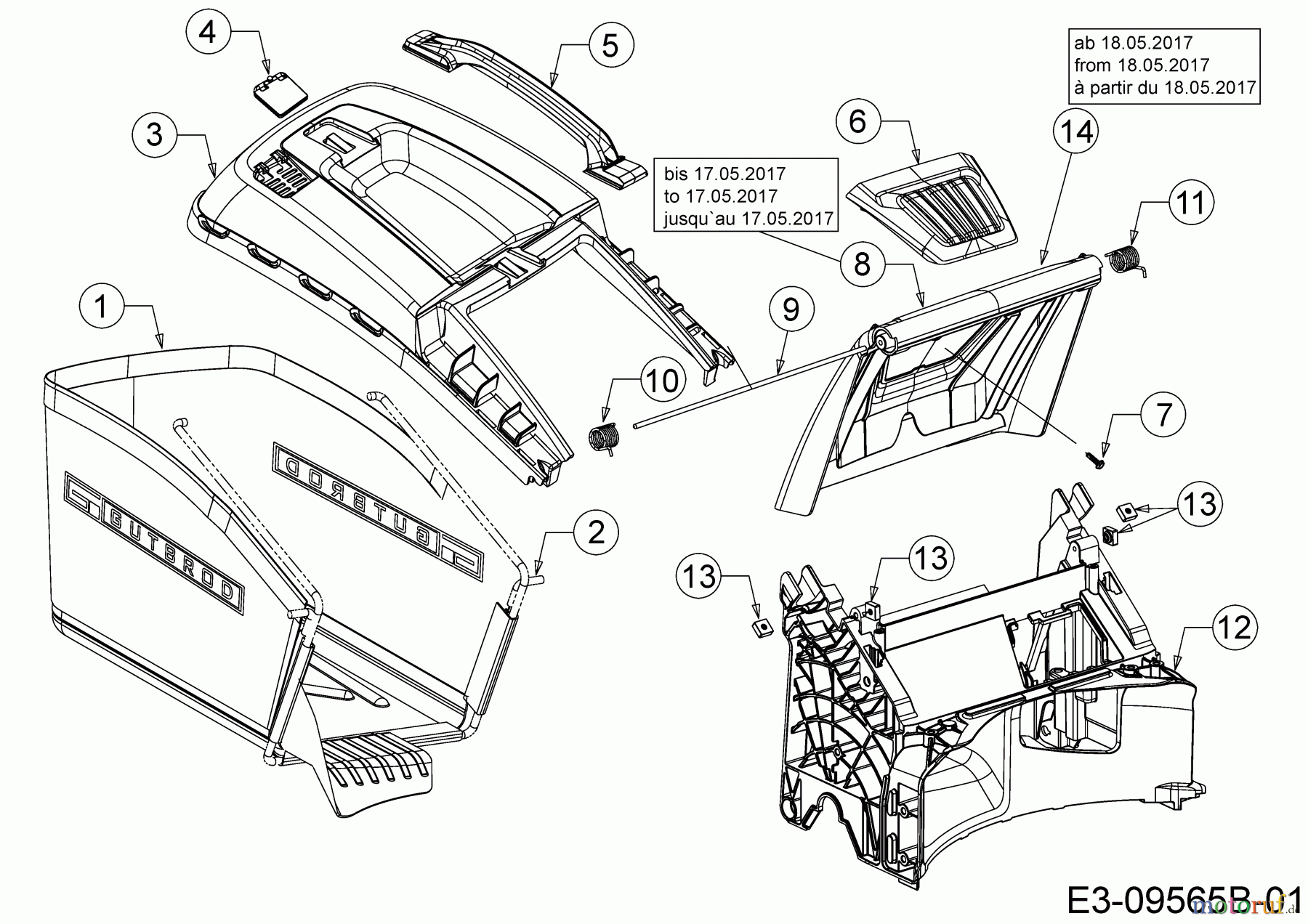 Gutbrod Motormäher mit Antrieb HB 53 AB 12ABPV5L690  (2017) Grasfangsack, Heckklappe, Leitstück hinten