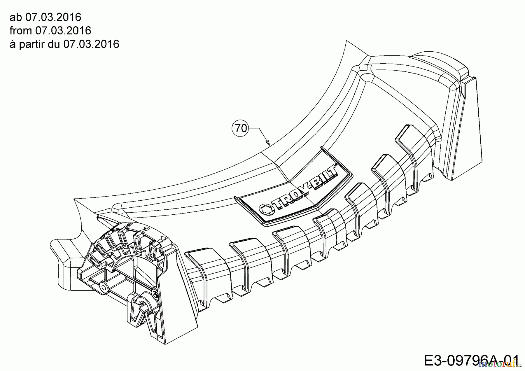  Troy-Bilt Motormäher TB 130 11A-B2AQ311  (2016) Abdeckung Vorderachse ab 07.03.2016