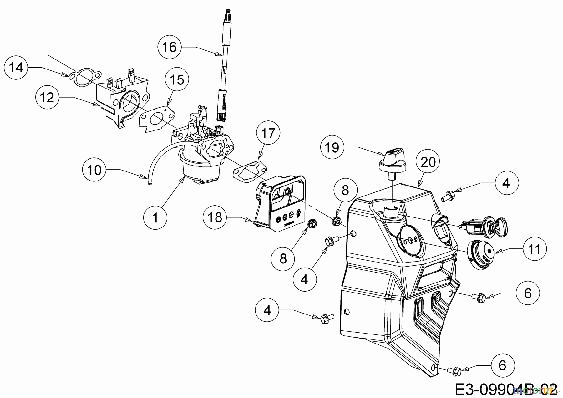  MTD-Motoren Horizontal 683-WHA 752Z683-WHA  (2018) Bedienkonsole, Primer, Vergaser, Vorwärmkammer