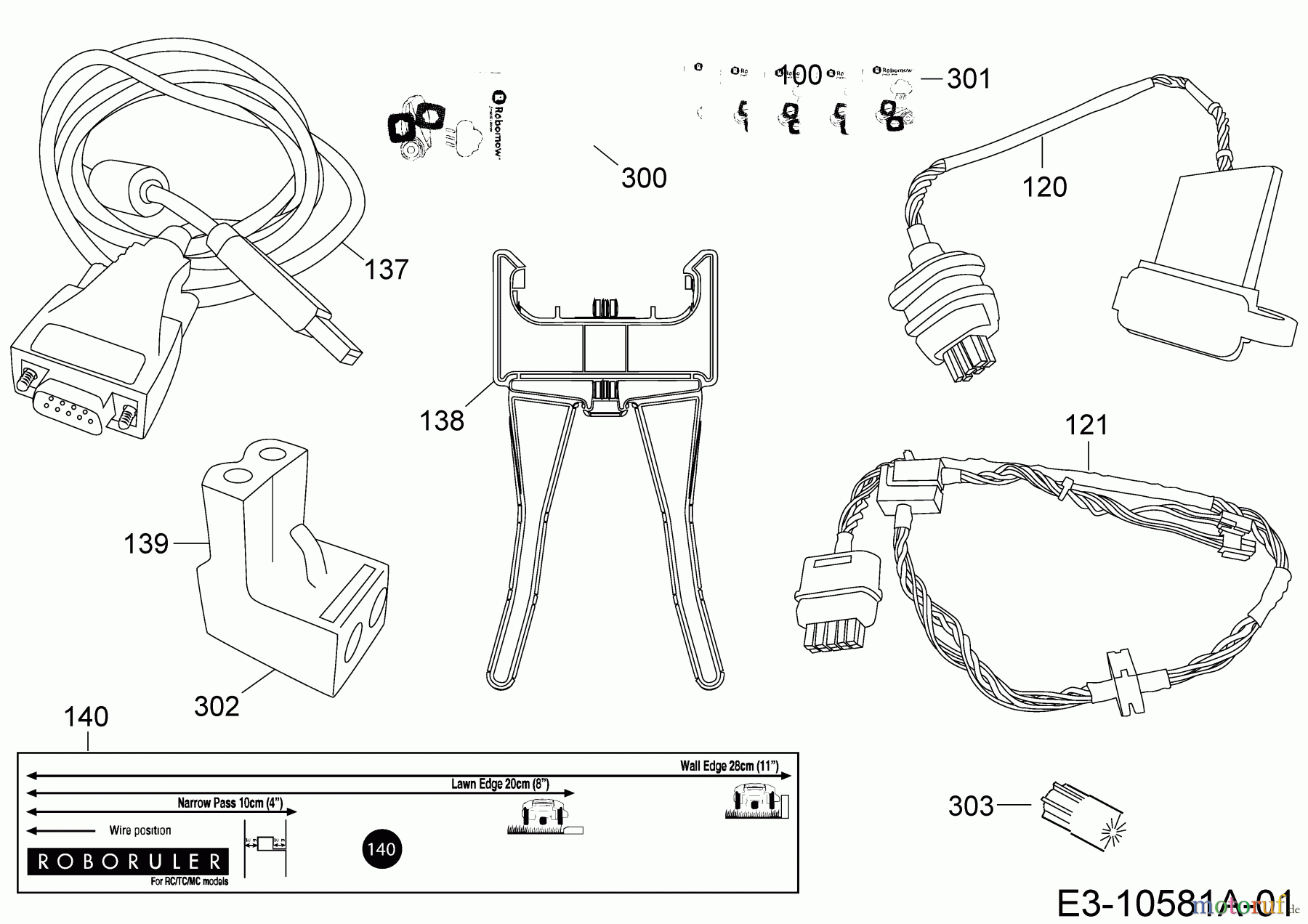  Robomow Mähroboter MC300 PRD7004Y  (2014) Kabel, Kabelanschluß, Regensensor, Werkzeug