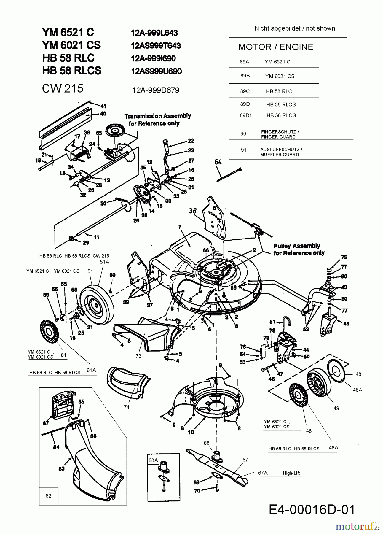  Gutbrod Motormäher mit Antrieb HB 58 RLCS 12A-999U690  (2001) Getriebe, Messer, Schnitthöhenverstellung, Räder