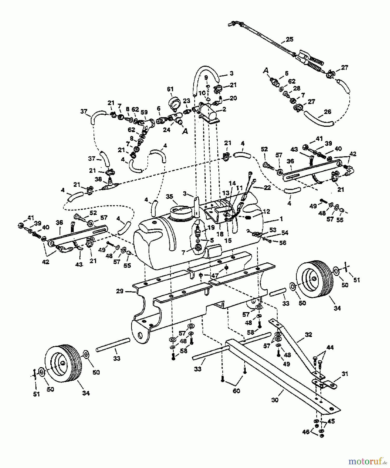  MTD Zubehör Zubehör Garten- und Rasentraktoren Sprüher 45-02274  (190-155-000) 190-155-000  (1998) Grundgerät
