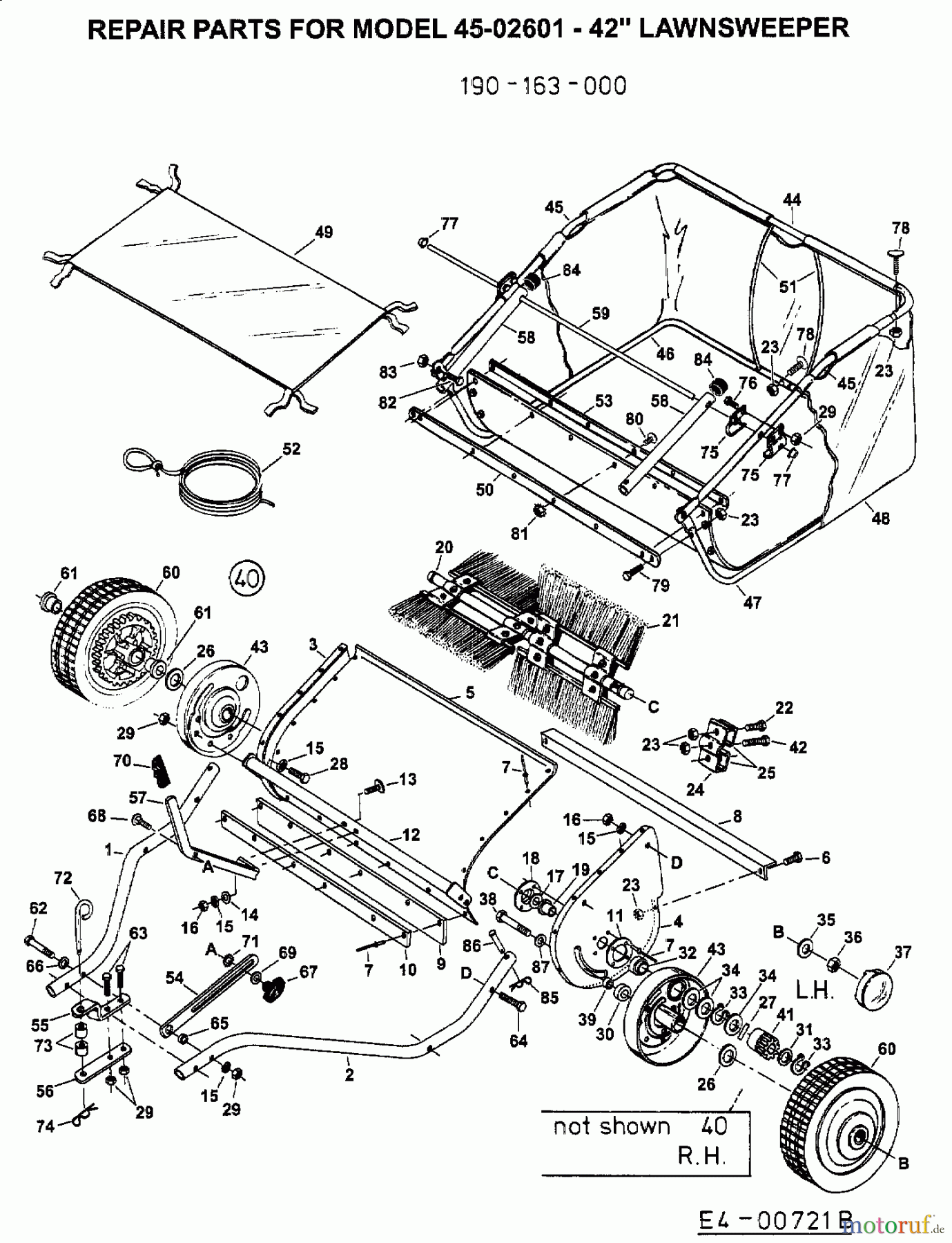  MTD Zubehör Zubehör Garten- und Rasentraktoren Rasenkehrer 45-02601  (190-163-000) 190-163-000  (2003) Grundgerät